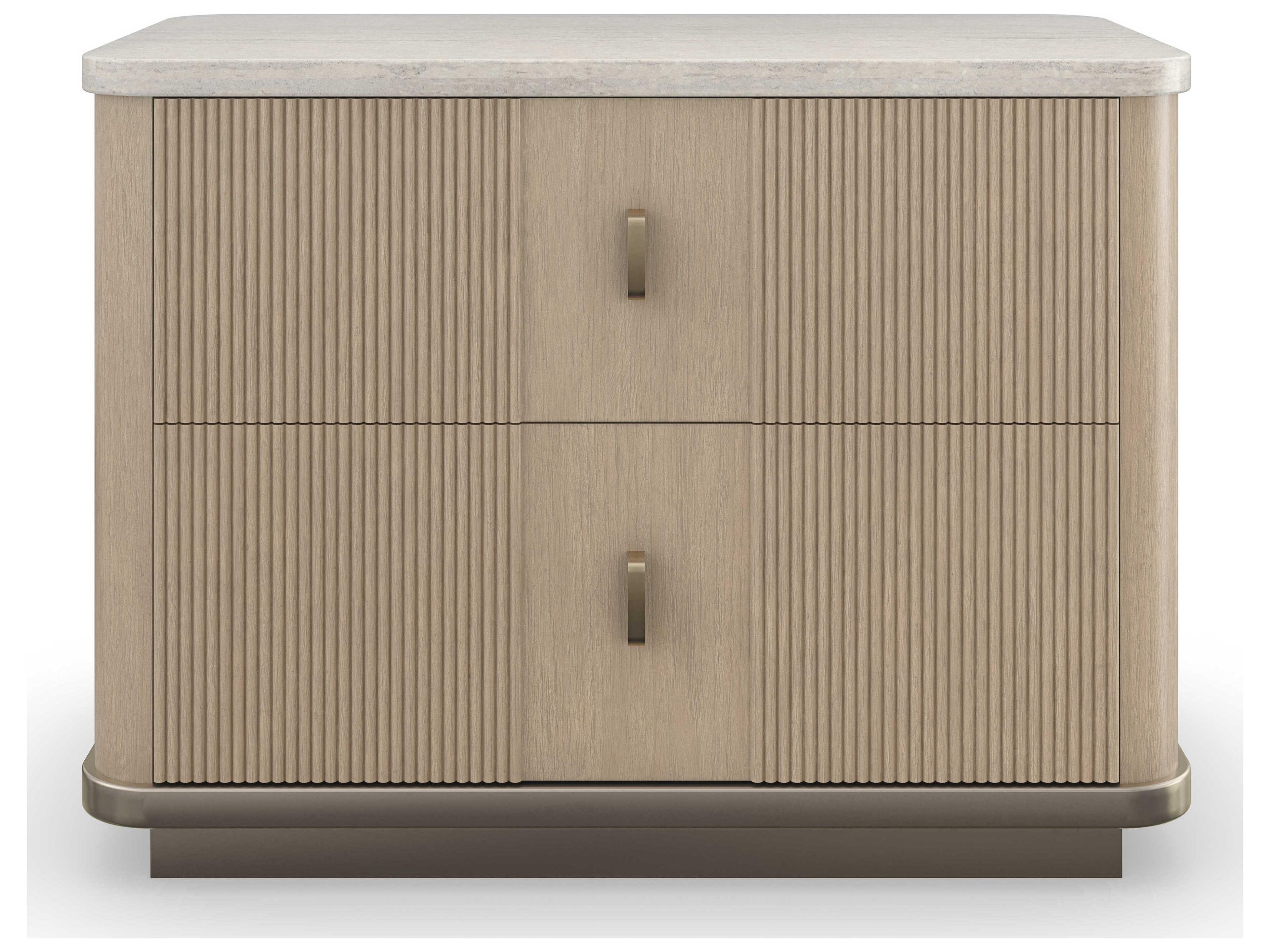 Caracole Modern Principles Rhythm 2-Drawers Brown Oak Wood Nightstand