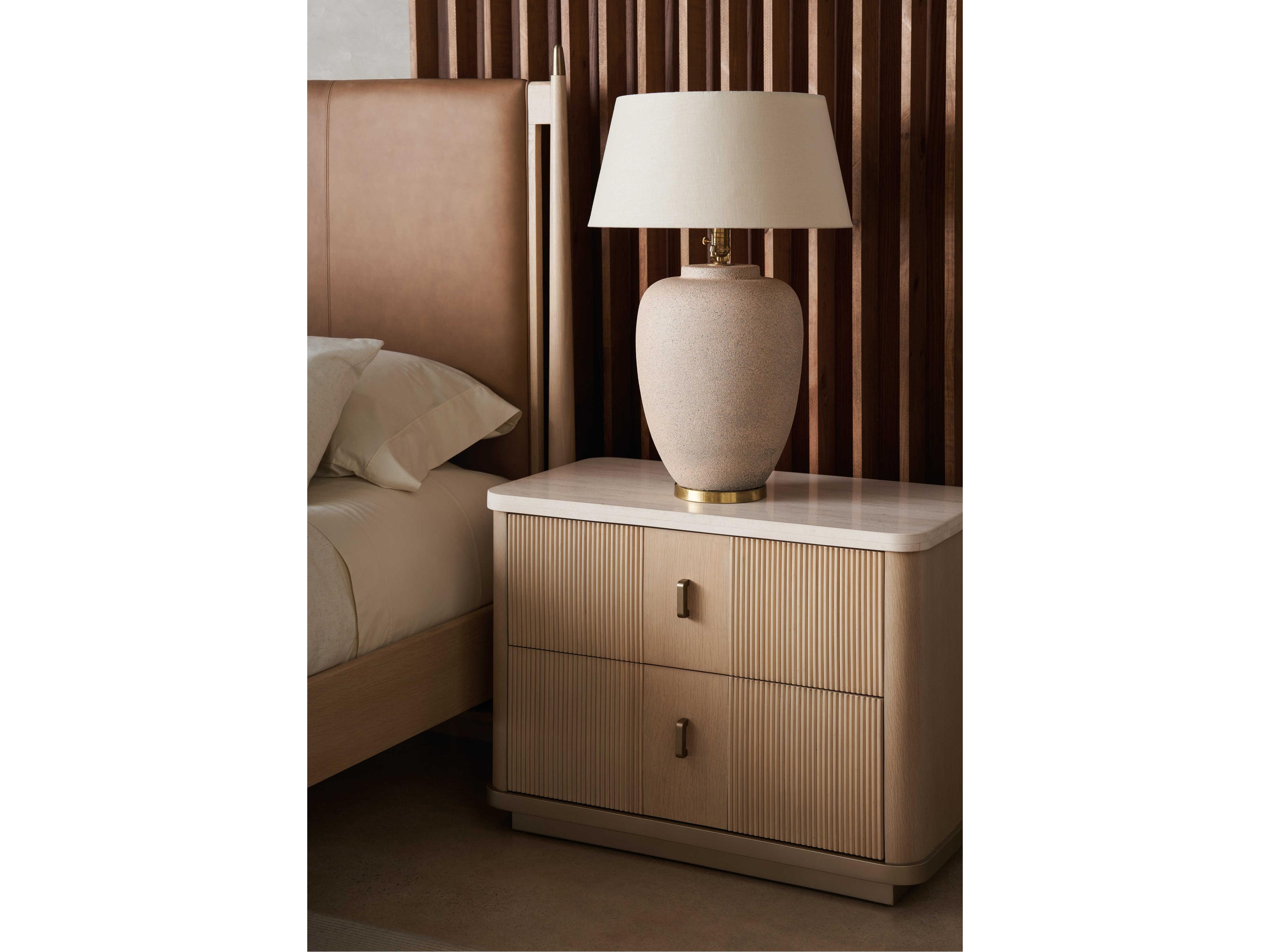 Caracole Modern Principles Rhythm 2-Drawers Brown Oak Wood Nightstand