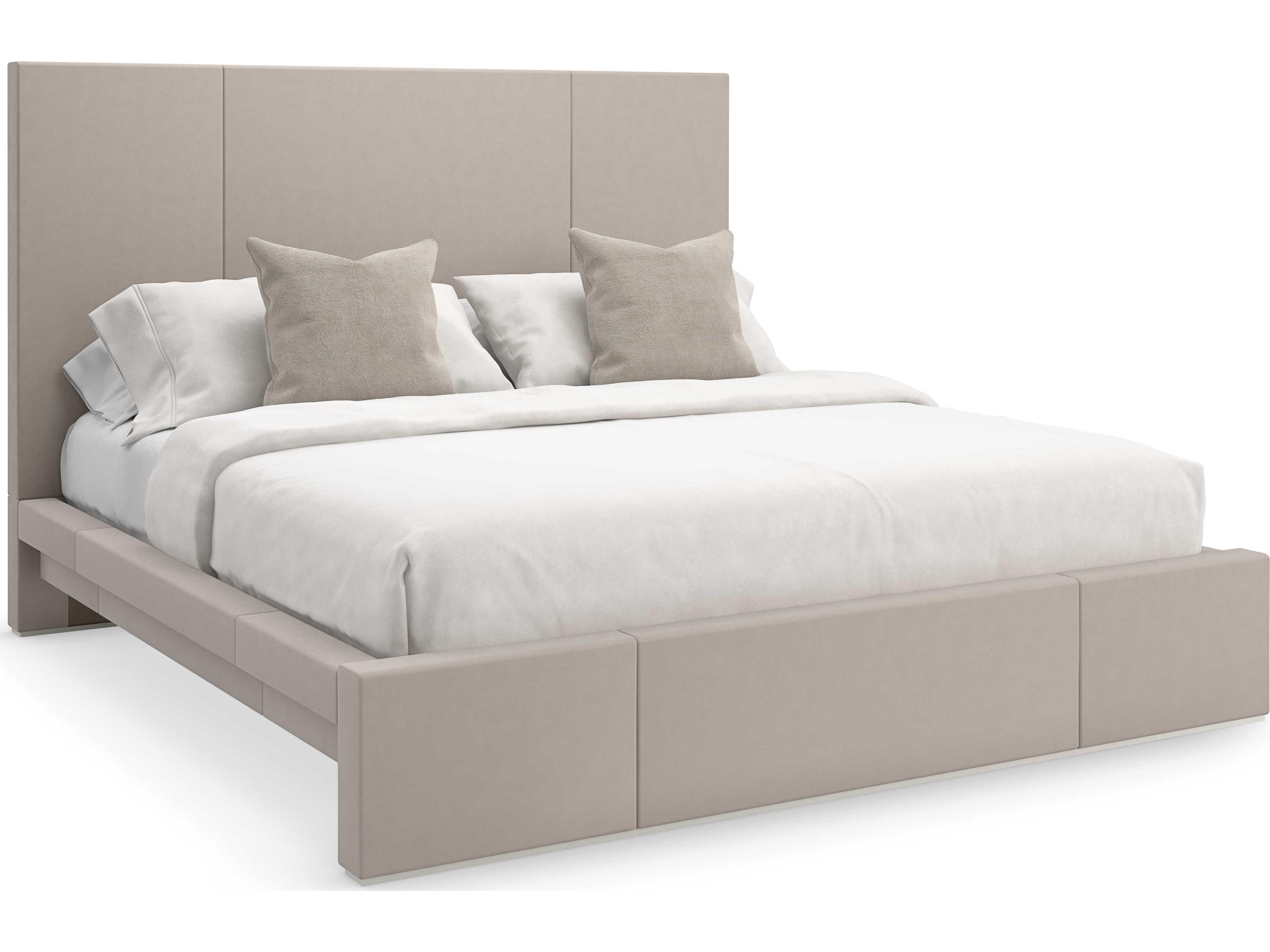 Modern Principles Balance King Bed with Ecru Upholstery