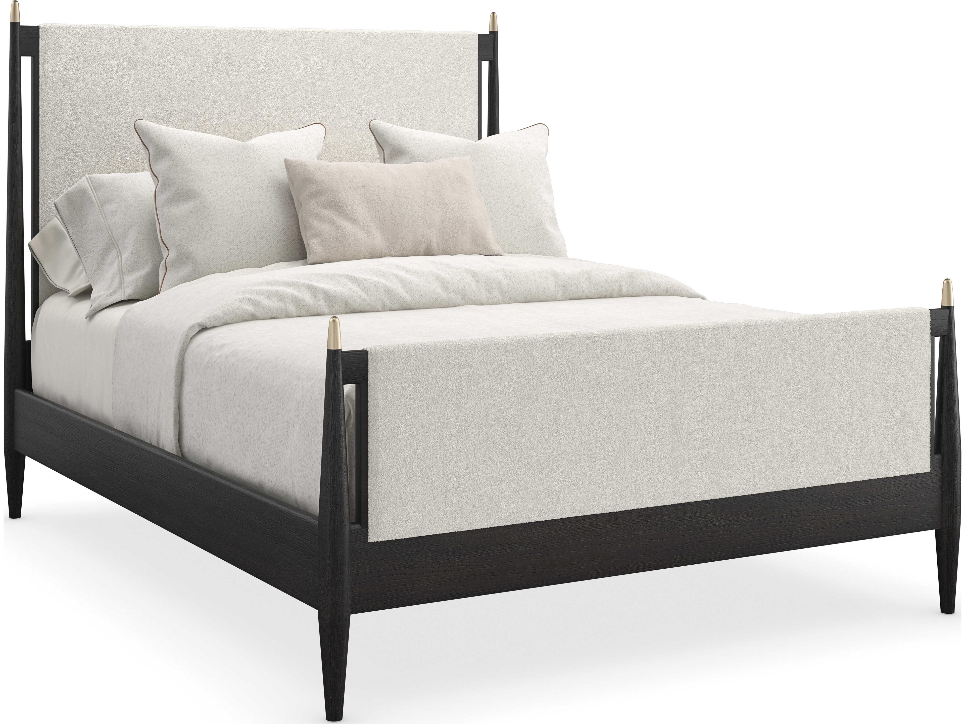 Modern Principles Black Stained Ash Gray Wood Queen Poster Bed