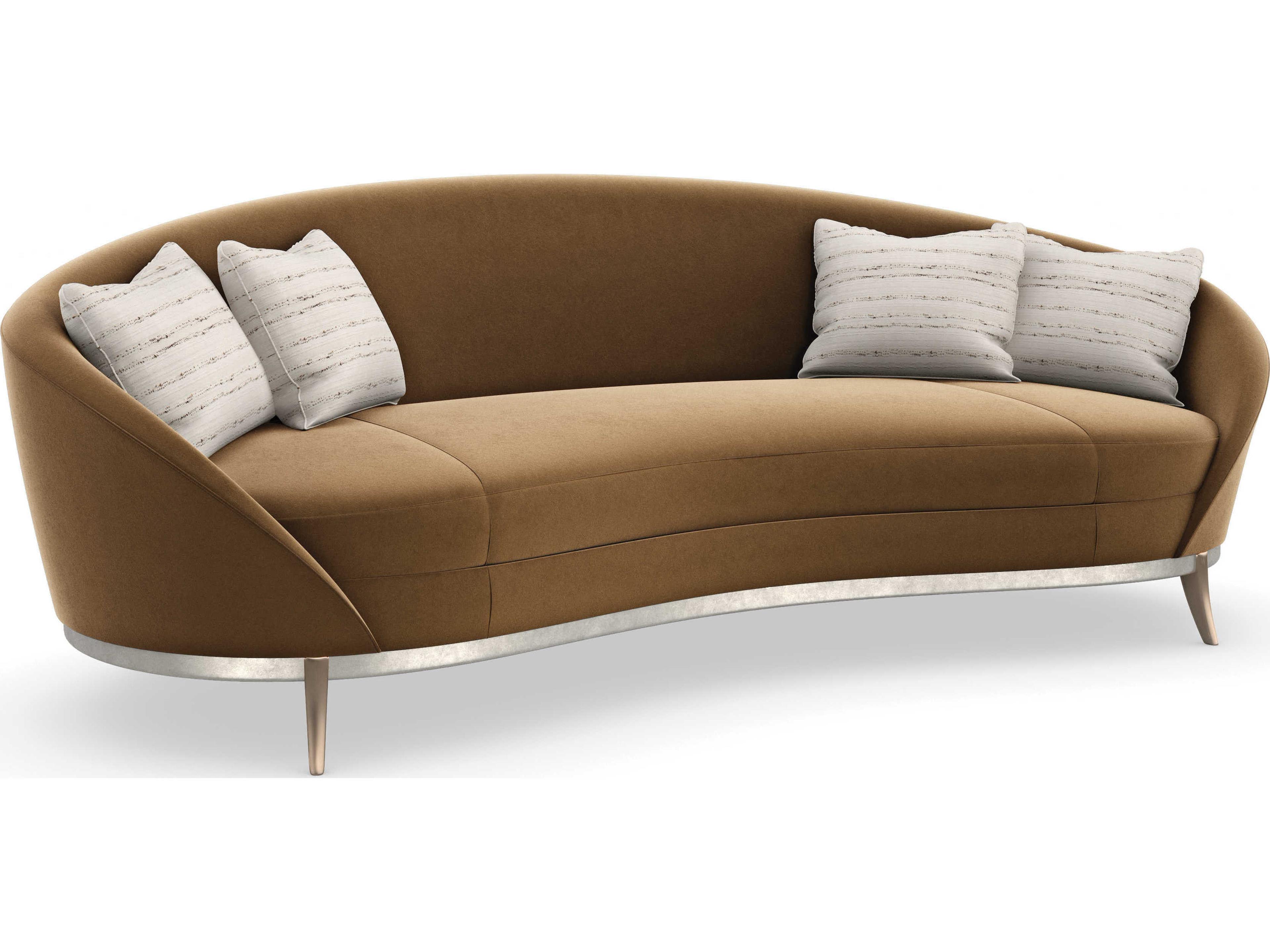 Main Event Curved Caramel Velvet Sofa
