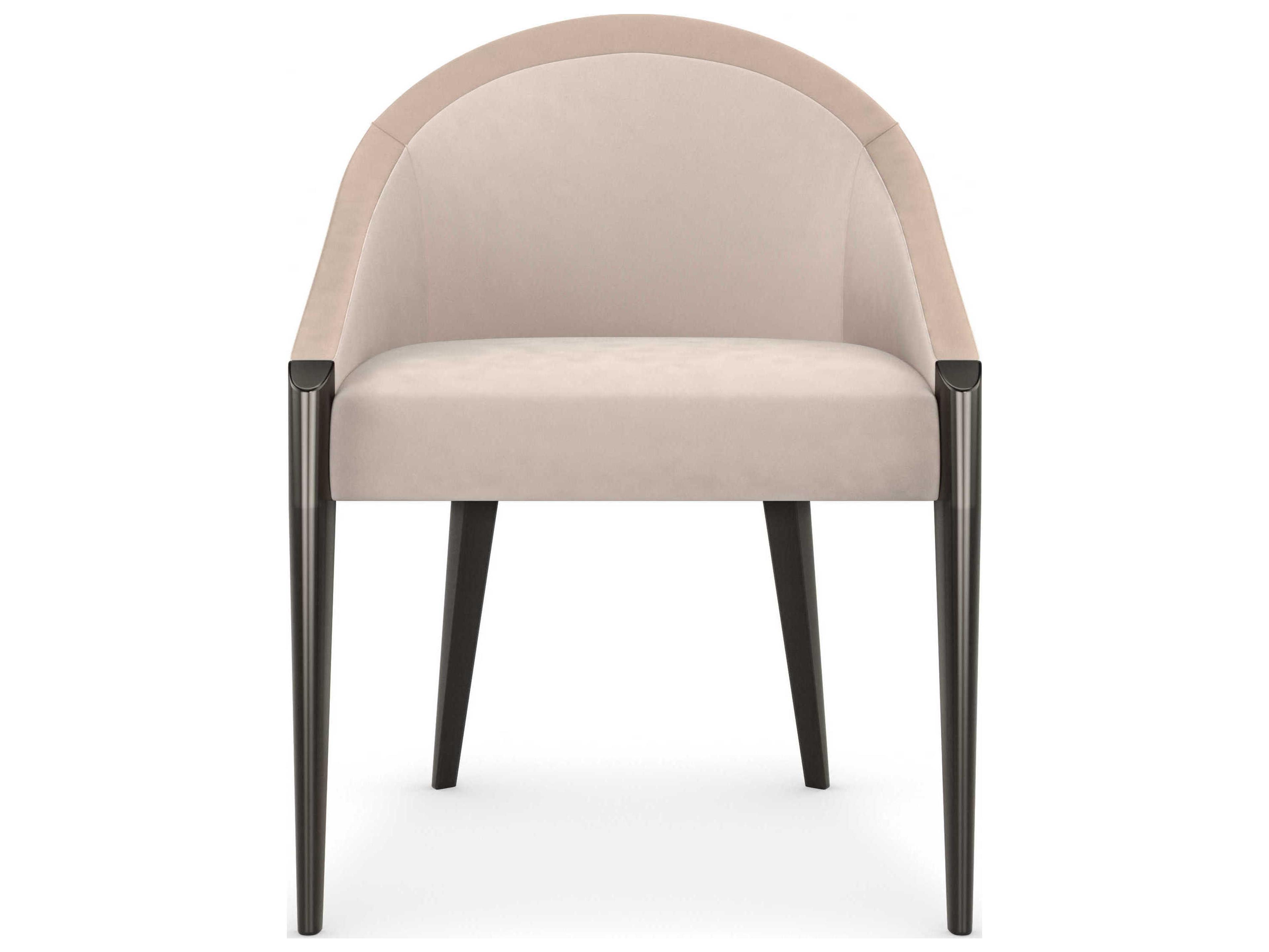 Caracole Signature Metropolitan On All Levels Birch Wood Beige Upholstered Arm Dining Chair