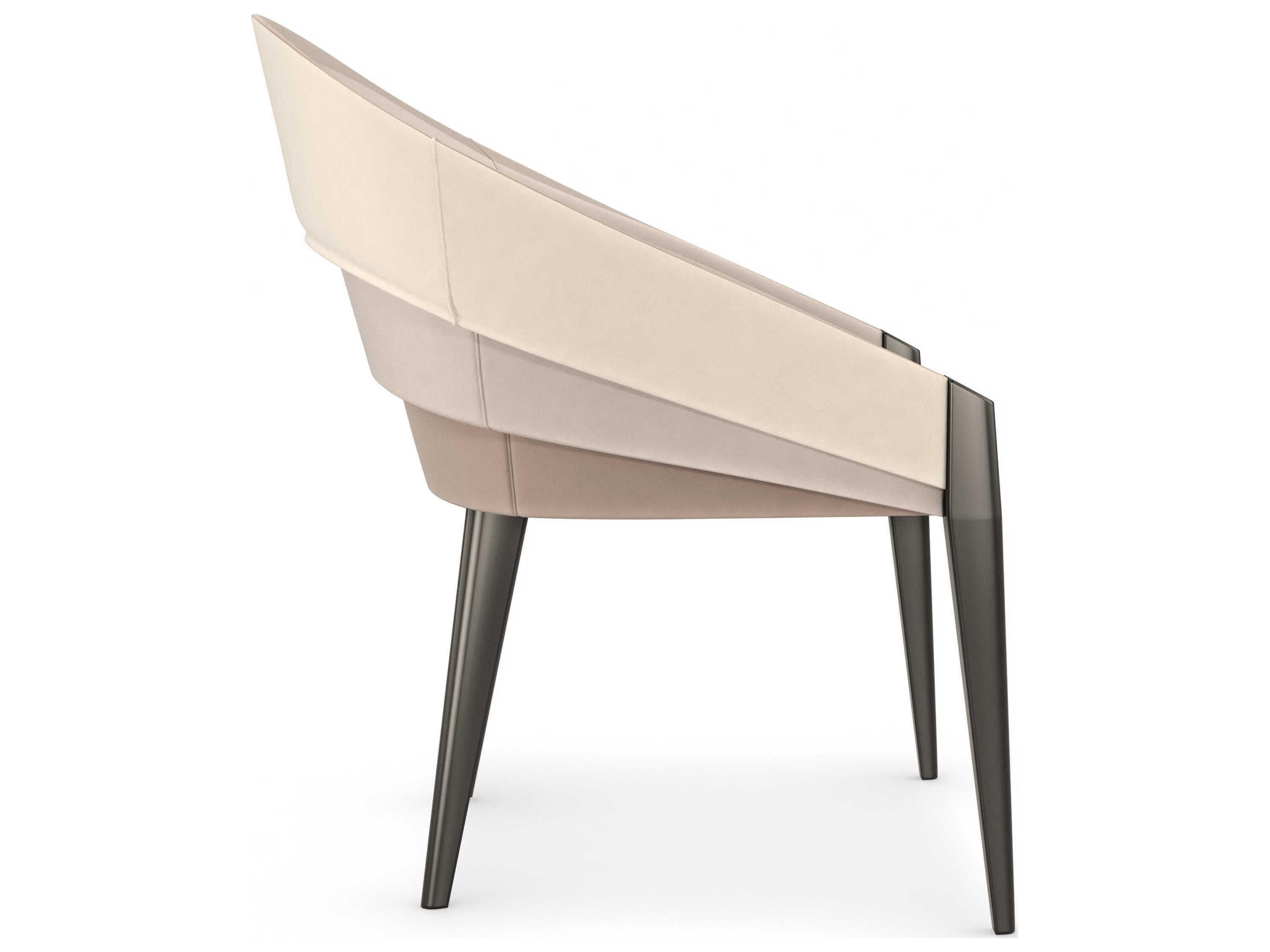 Caracole Signature Metropolitan On All Levels Birch Wood Beige Upholstered Arm Dining Chair