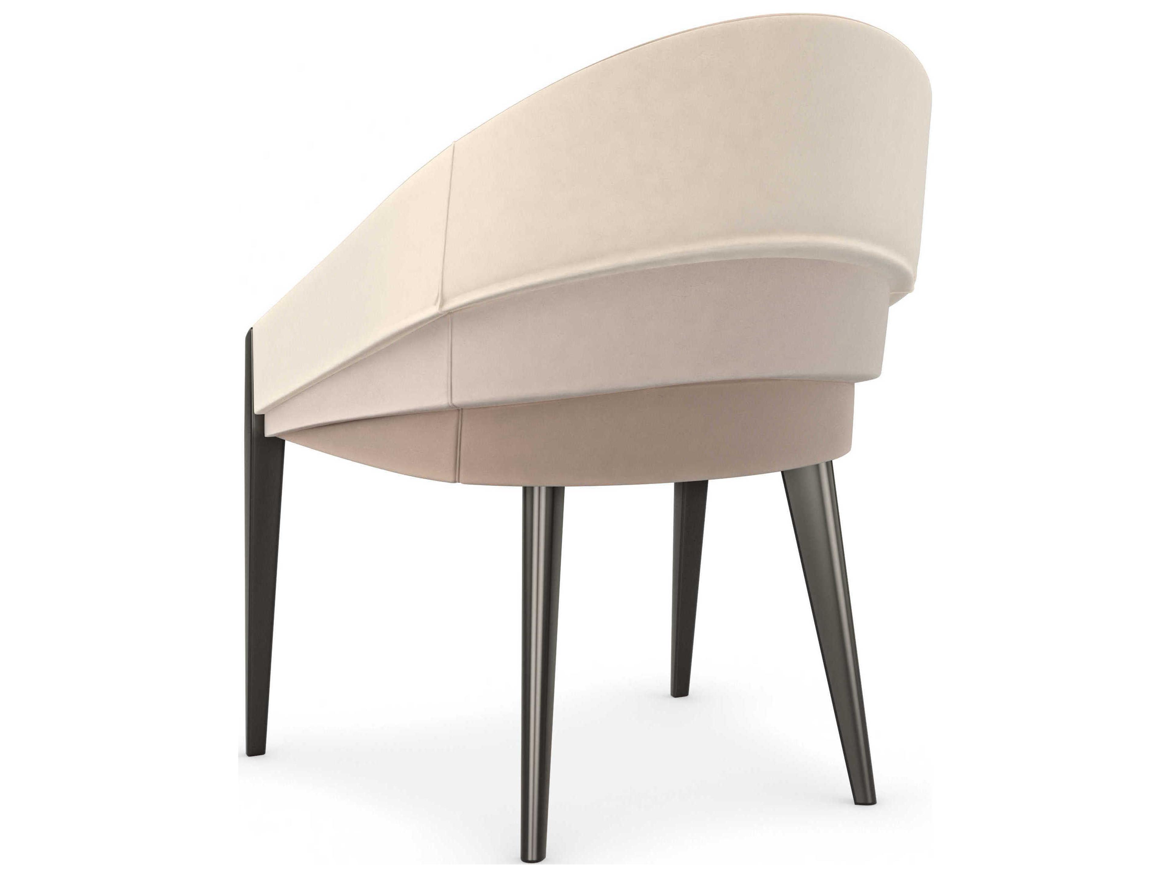 Caracole Signature Metropolitan On All Levels Birch Wood Beige Upholstered Arm Dining Chair