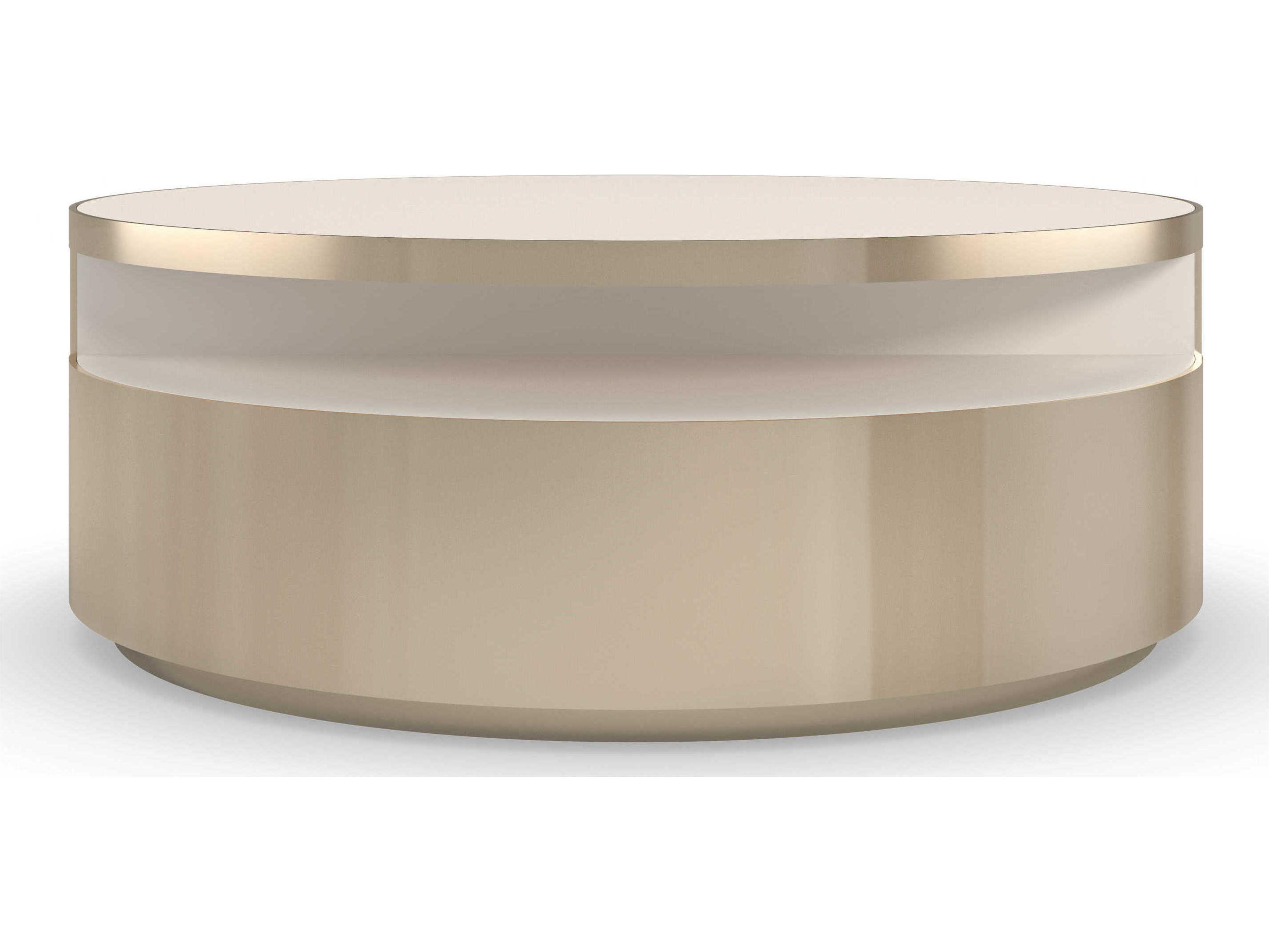 Caracole Signature Metropolitan Turn Style Round Stone Whisper Of Gold Coffee Table