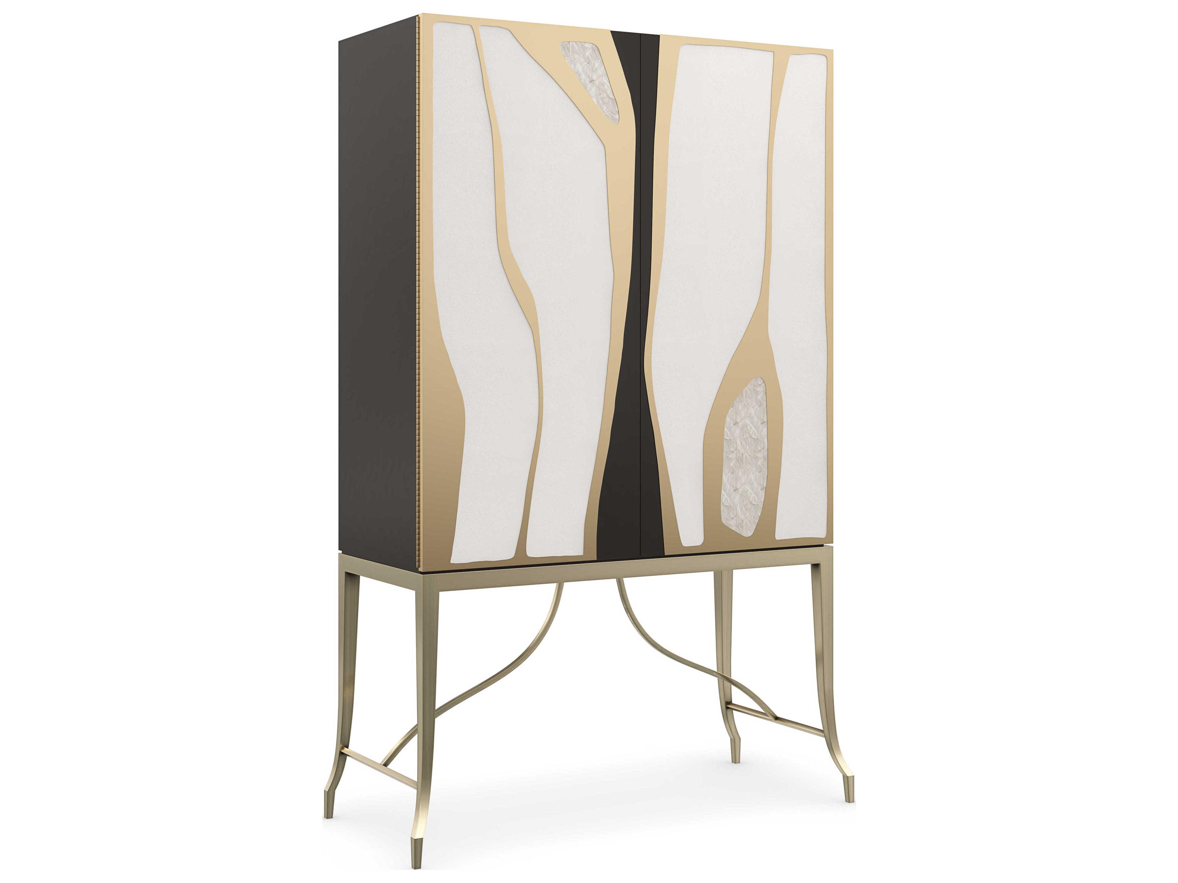 Signature Uptown Living Metropolitan Gold Birch Wood Bar Cabinet