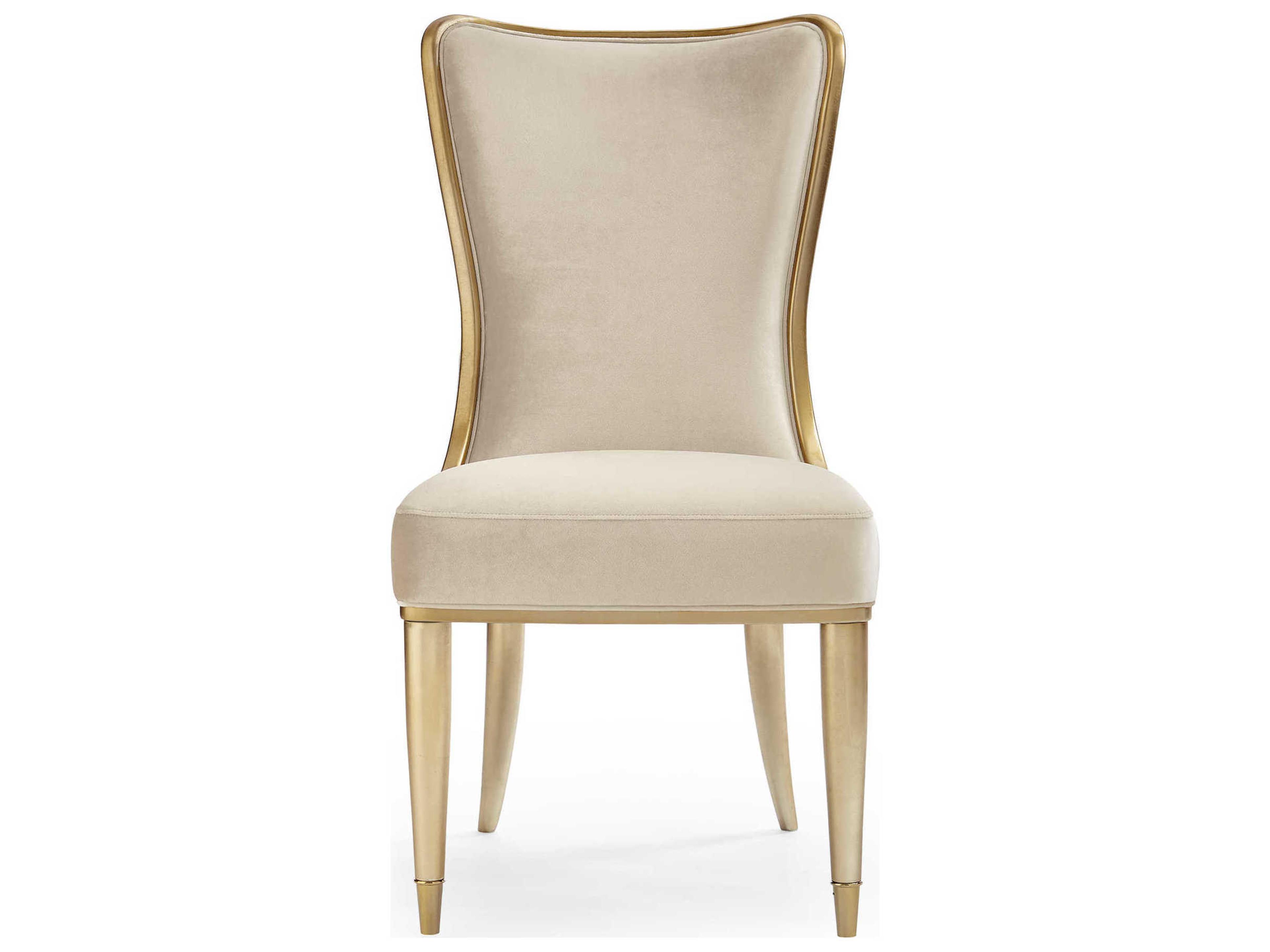 Caracole Signature Debut Sophisticates Birch Wood Beige Upholstered Side Dining Chair