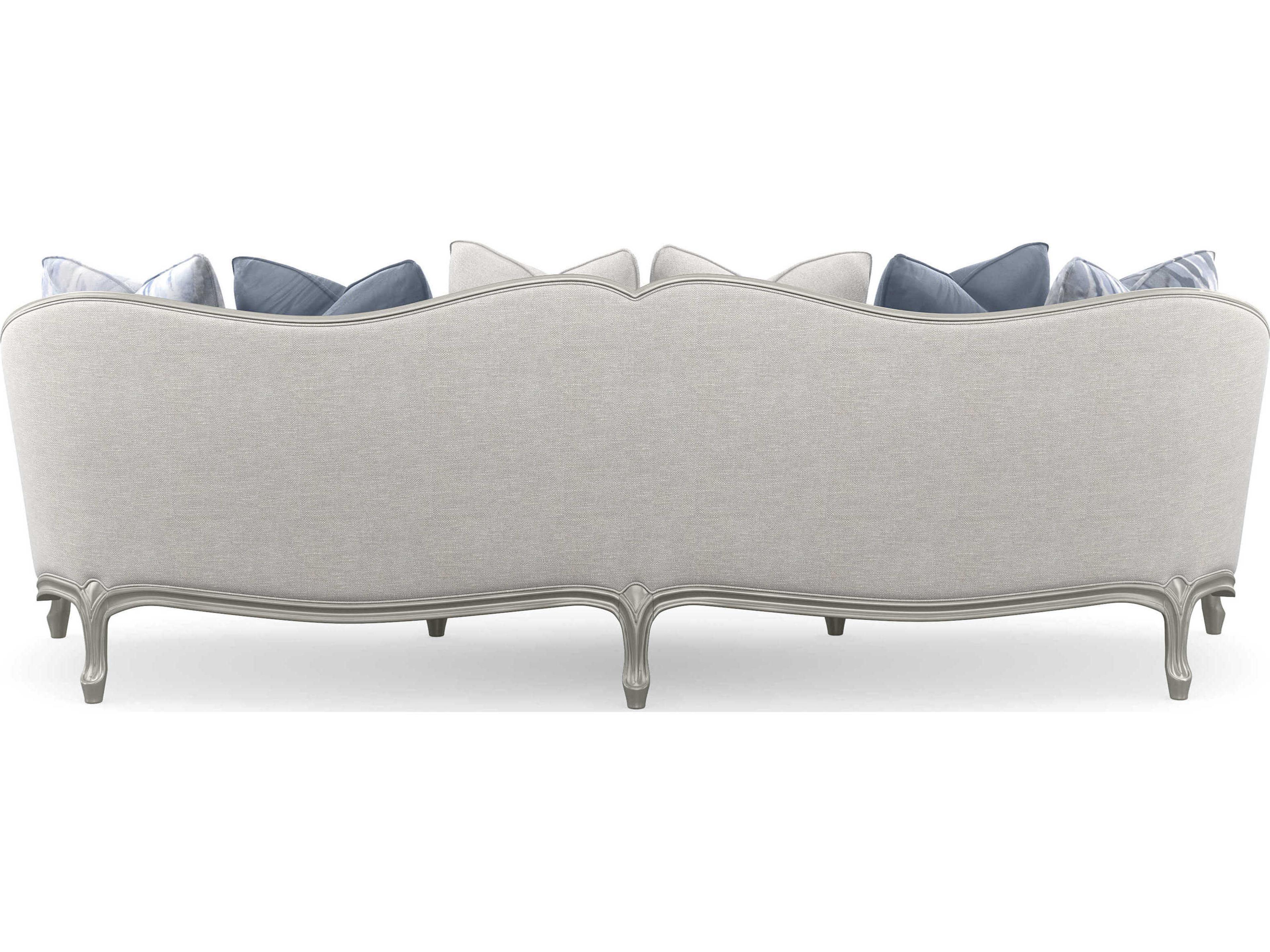 Caracole Classic Special Invitation Soft Silver Paint White Upholstered Sofa