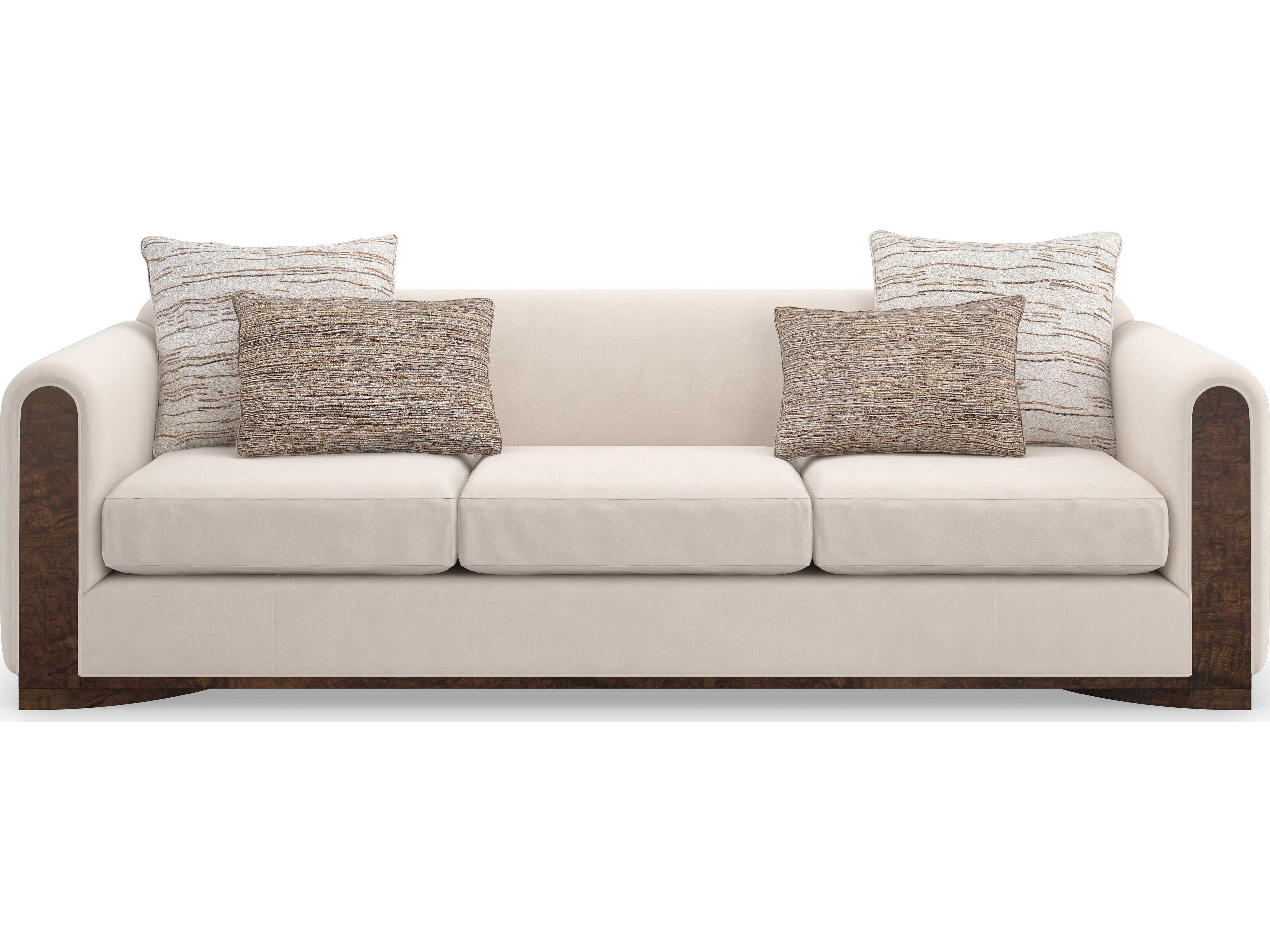 Caracole Upholstery Dimitri Galway Burl White Upholstered Sofa