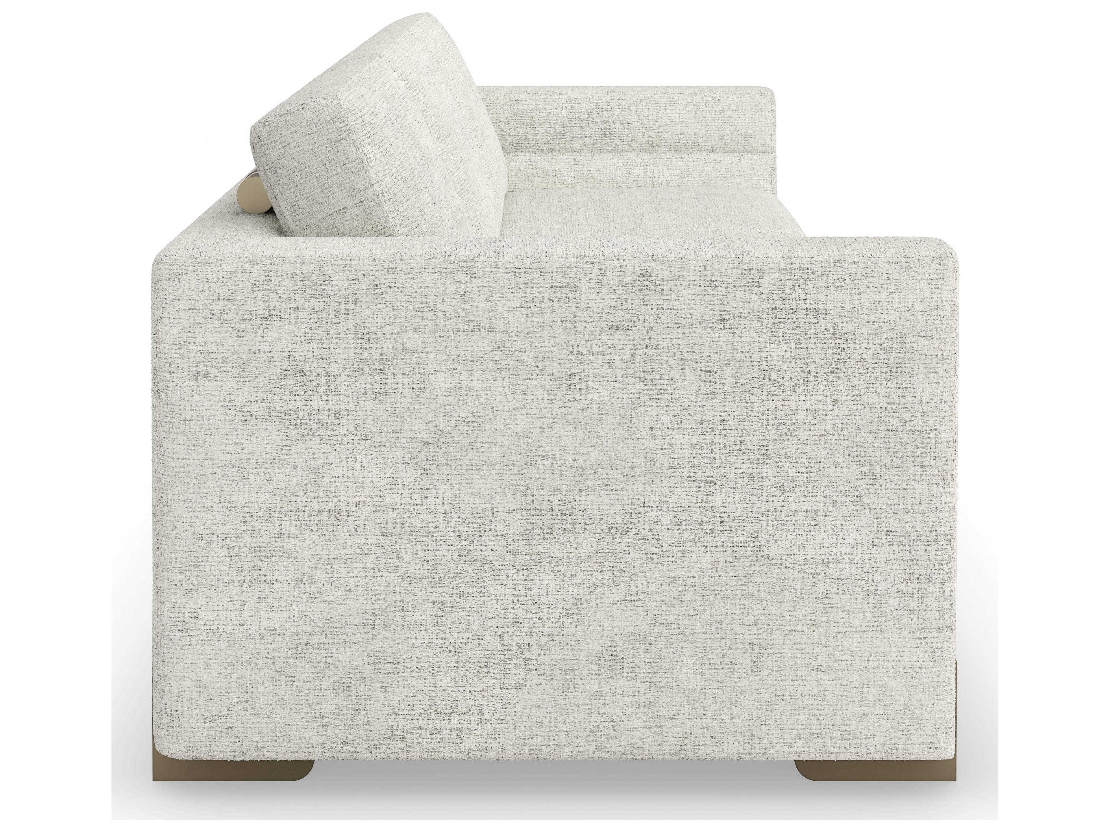 Caracole Upholstery Counter Balance Champagne Gold Gray Upholstered Sofa