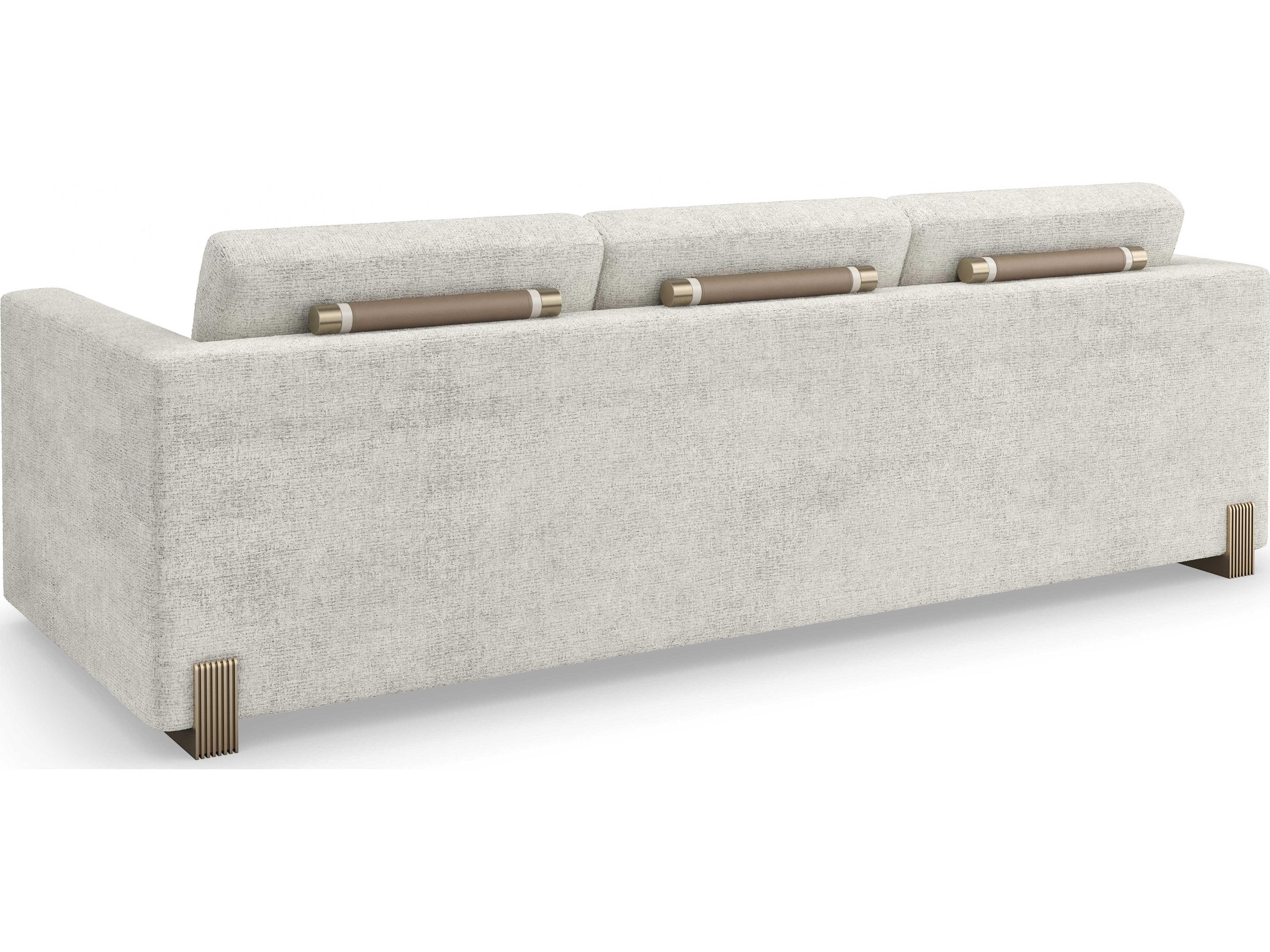 Caracole Upholstery Counter Balance Champagne Gold Gray Upholstered Sofa