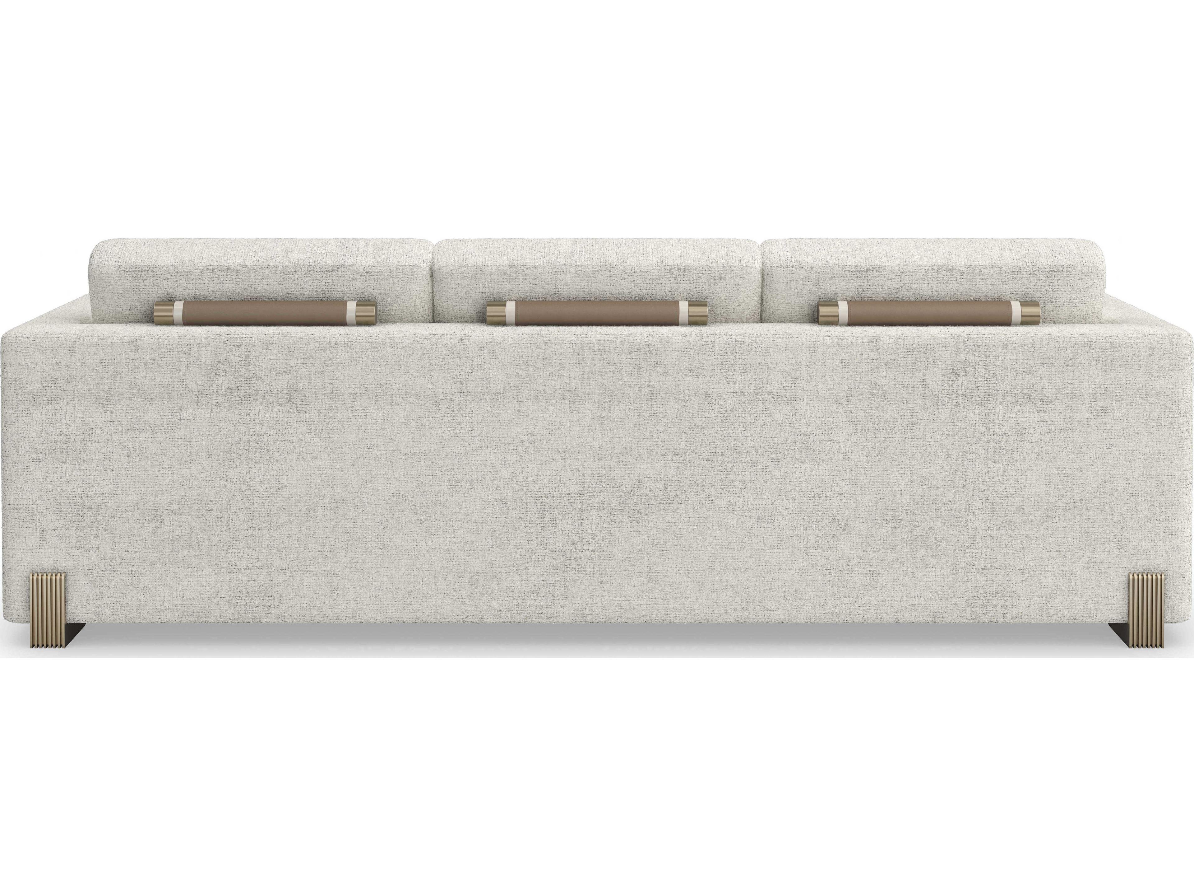 Caracole Upholstery Counter Balance Champagne Gold Gray Upholstered Sofa