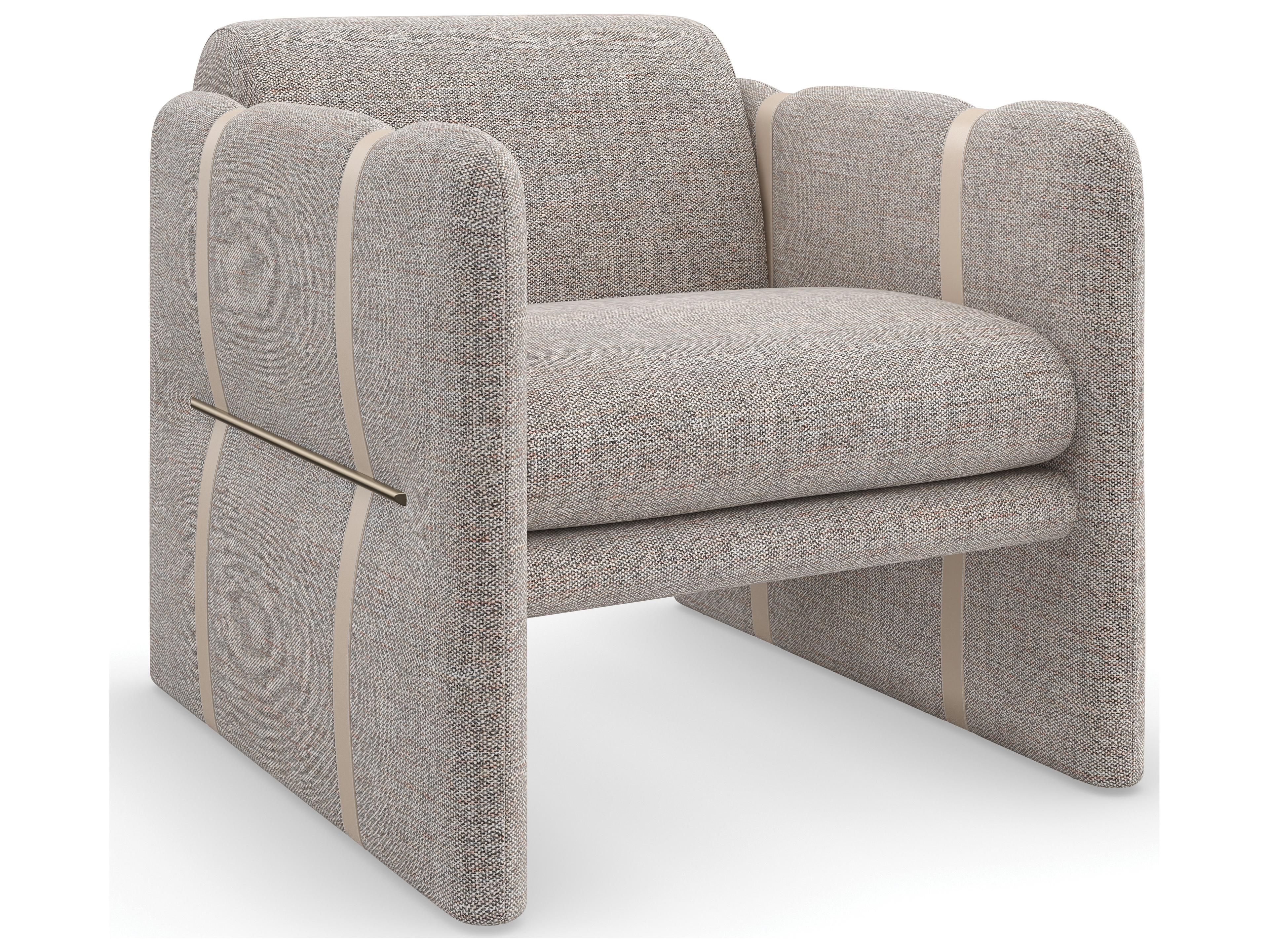 Upholstery Cigar Club Taupe Fabric Accent Chair Brushed Gold