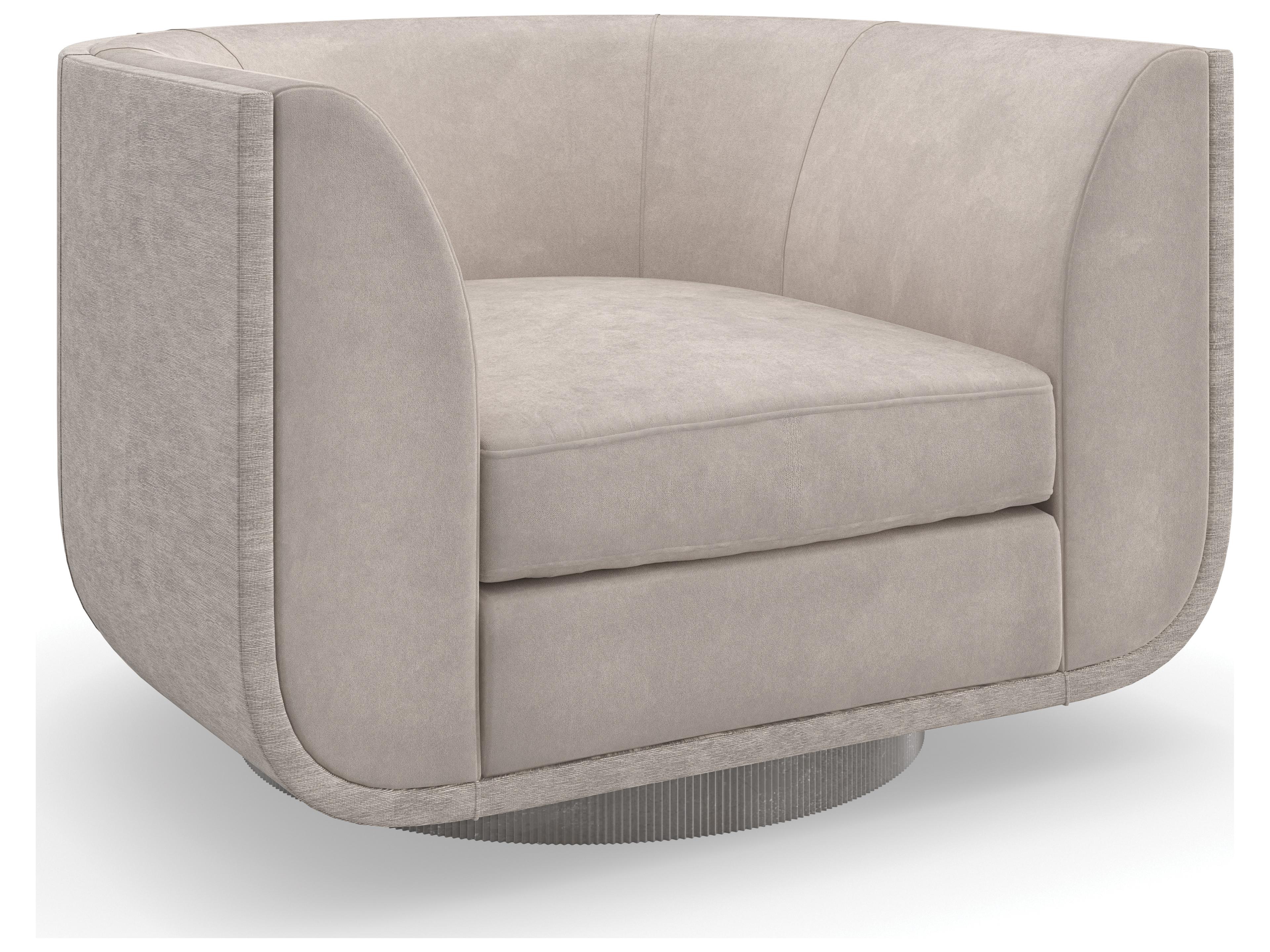 Clipper Upholstered Swivel Chair Taupe Faux Mohair