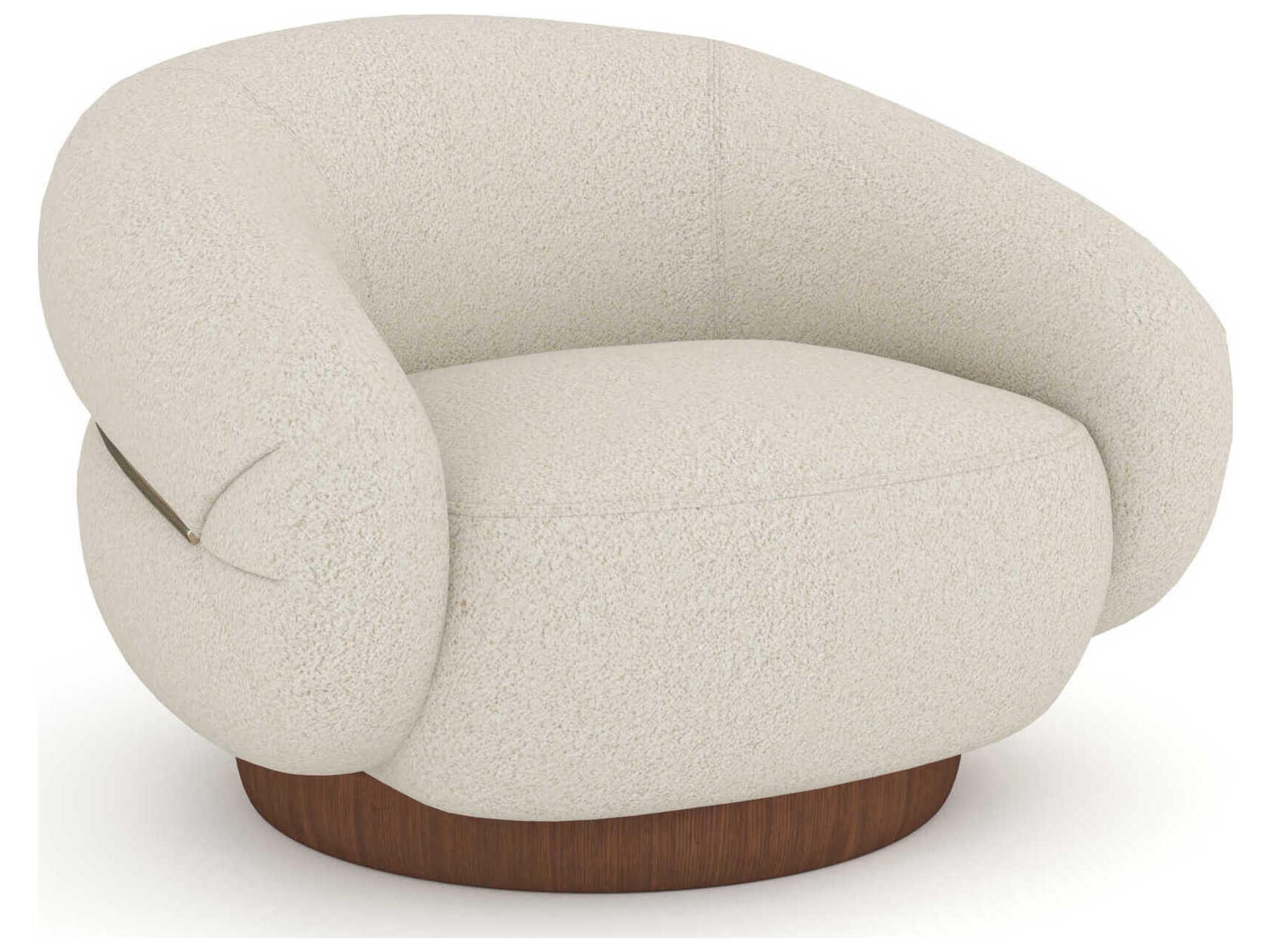 Caracole Smoosh Swivel Cream Accent Chair
