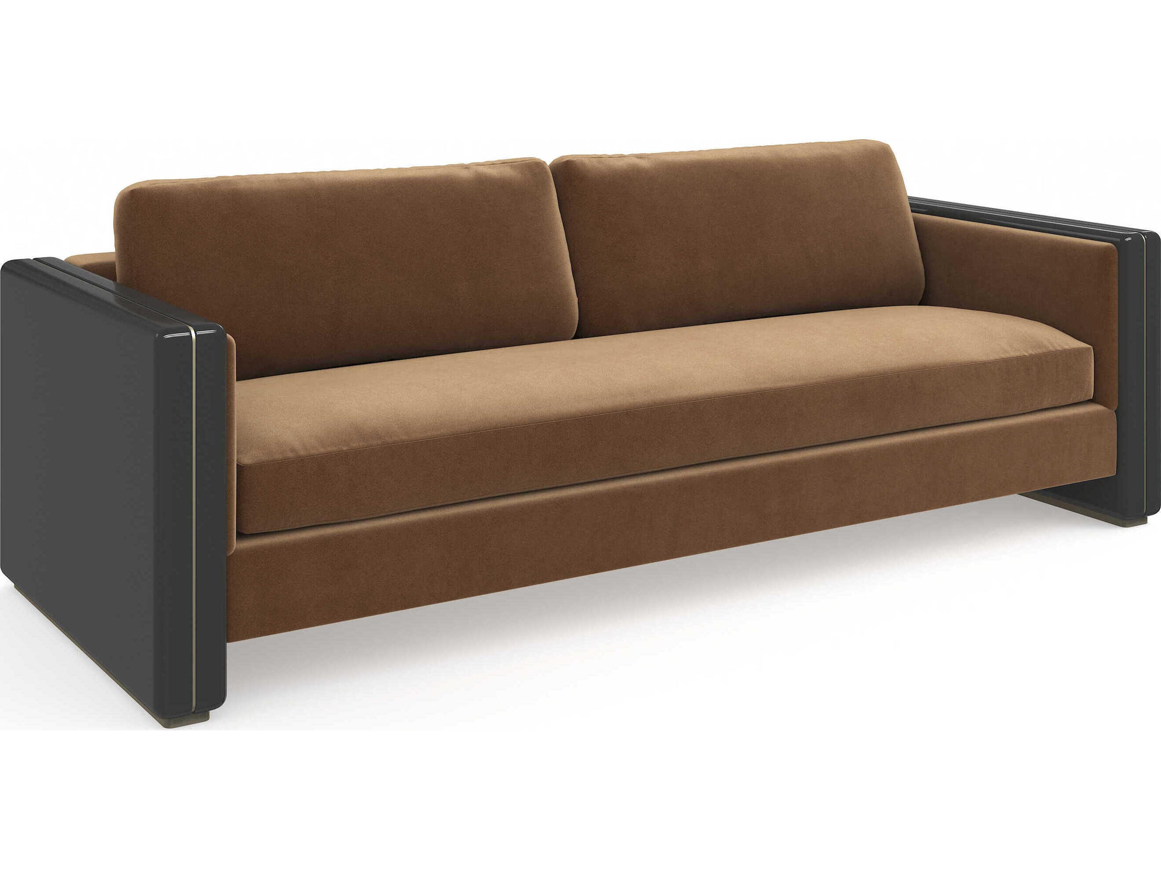 Gelee Chocolate Truffle Brown Velvet Upholstered Sofa