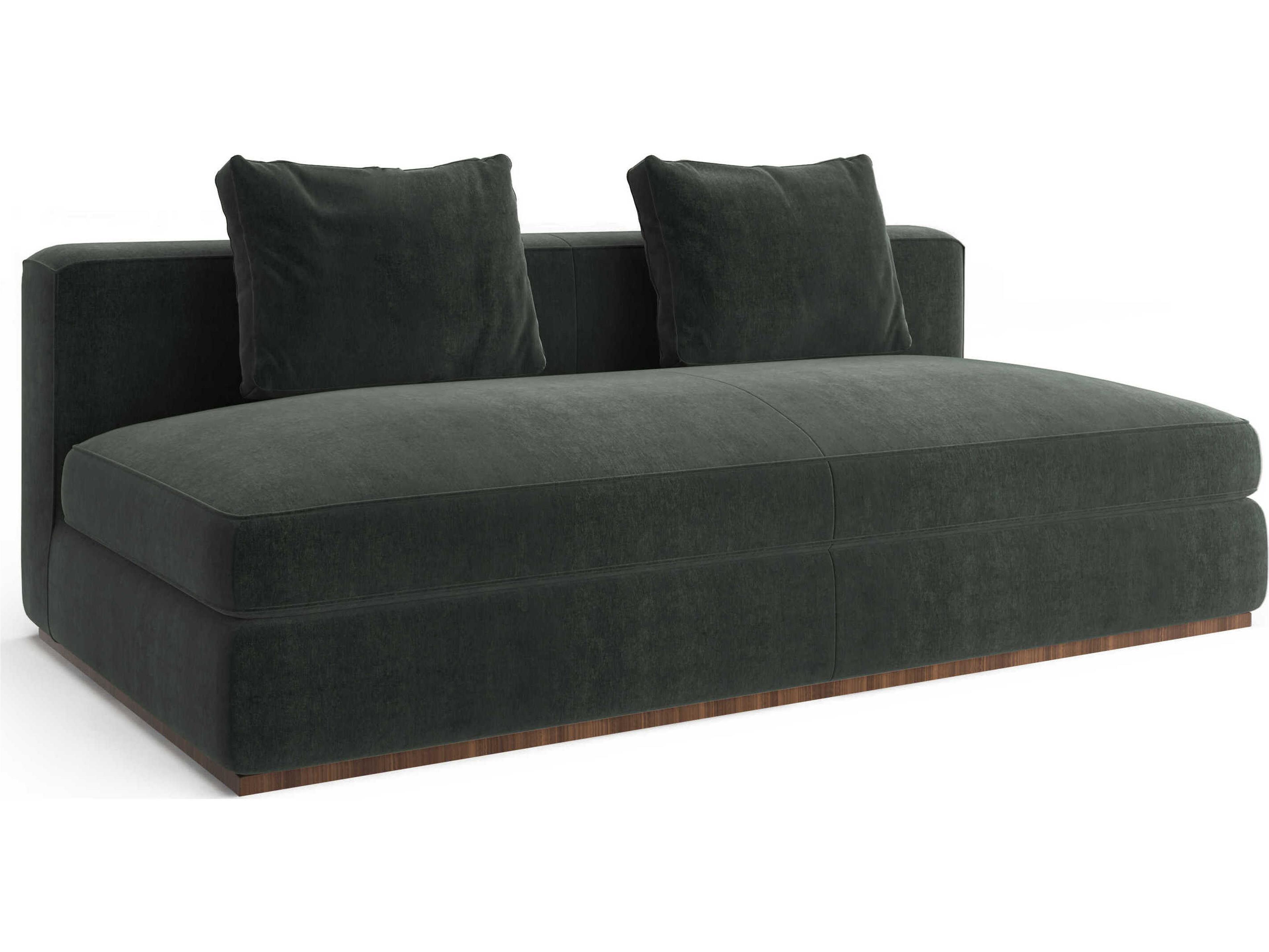 Bello Retro Walnut Green Velvet Upholstered Modular