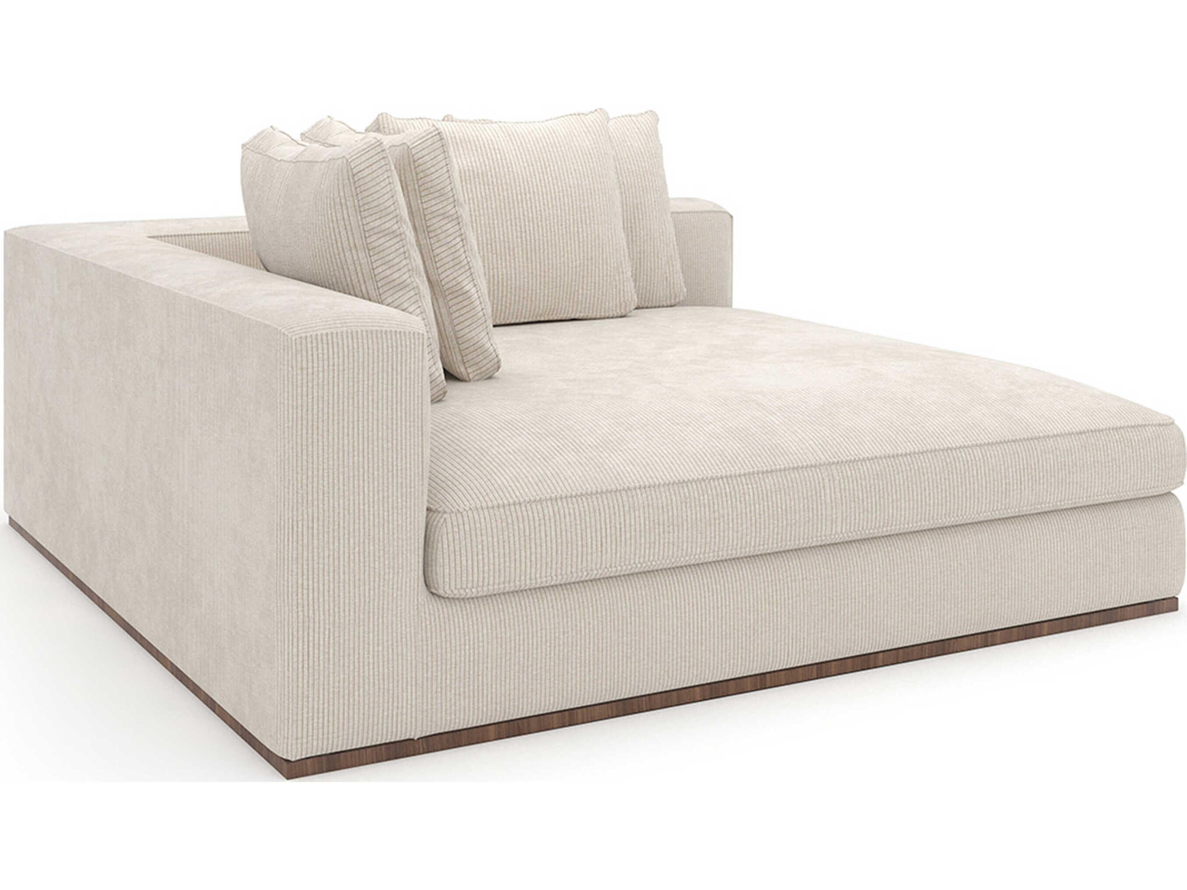 Caracole Bello Retro Walnut Cream Velvet Upholstered Chaise