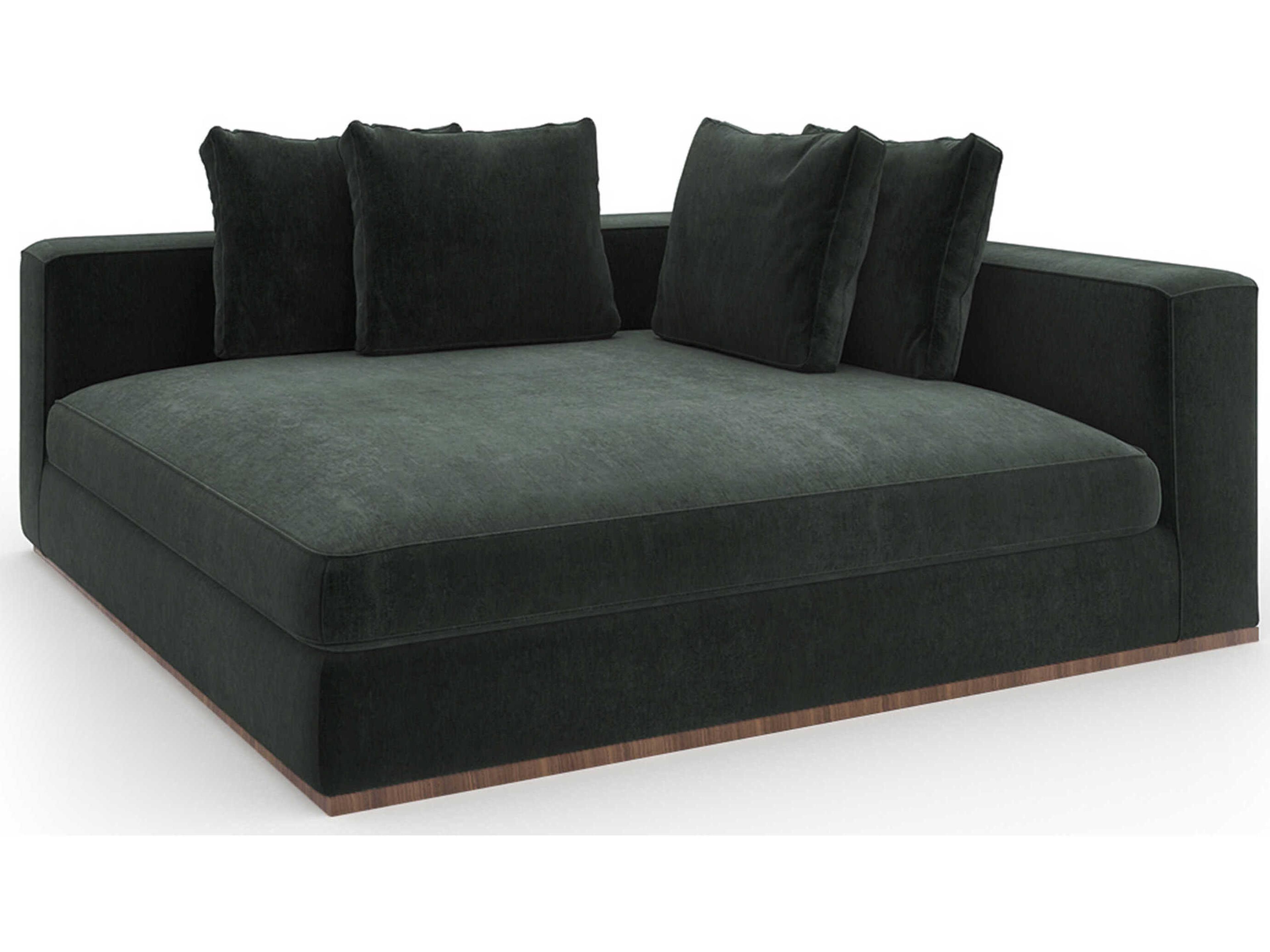 Bello Retro Walnut Green Velvet Upholstered Chaise