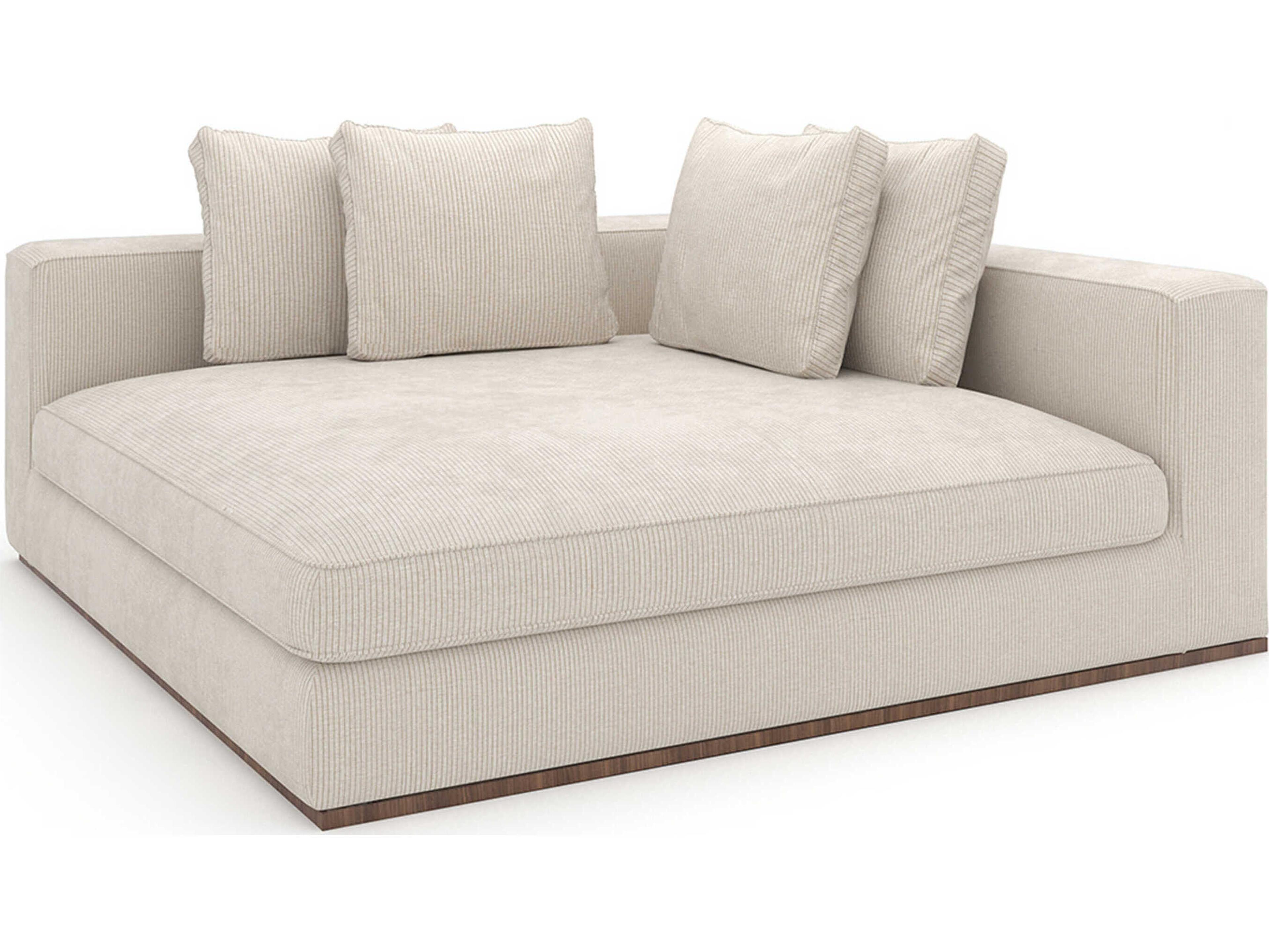 Bello Retro Walnut Cream Velvet Upholstered Chaise