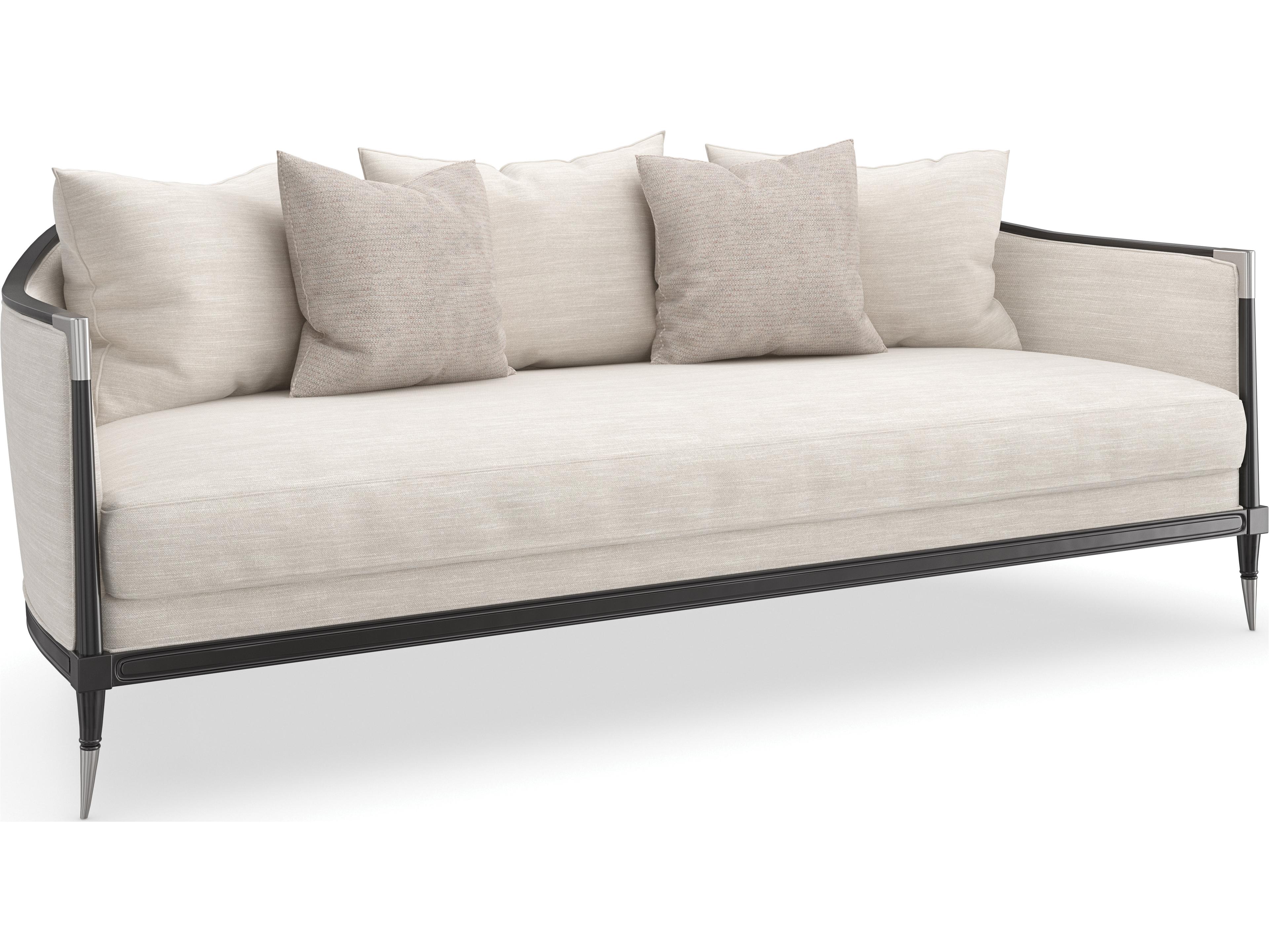 Splash Of Flash Ivory Linen Upholstered Sofa