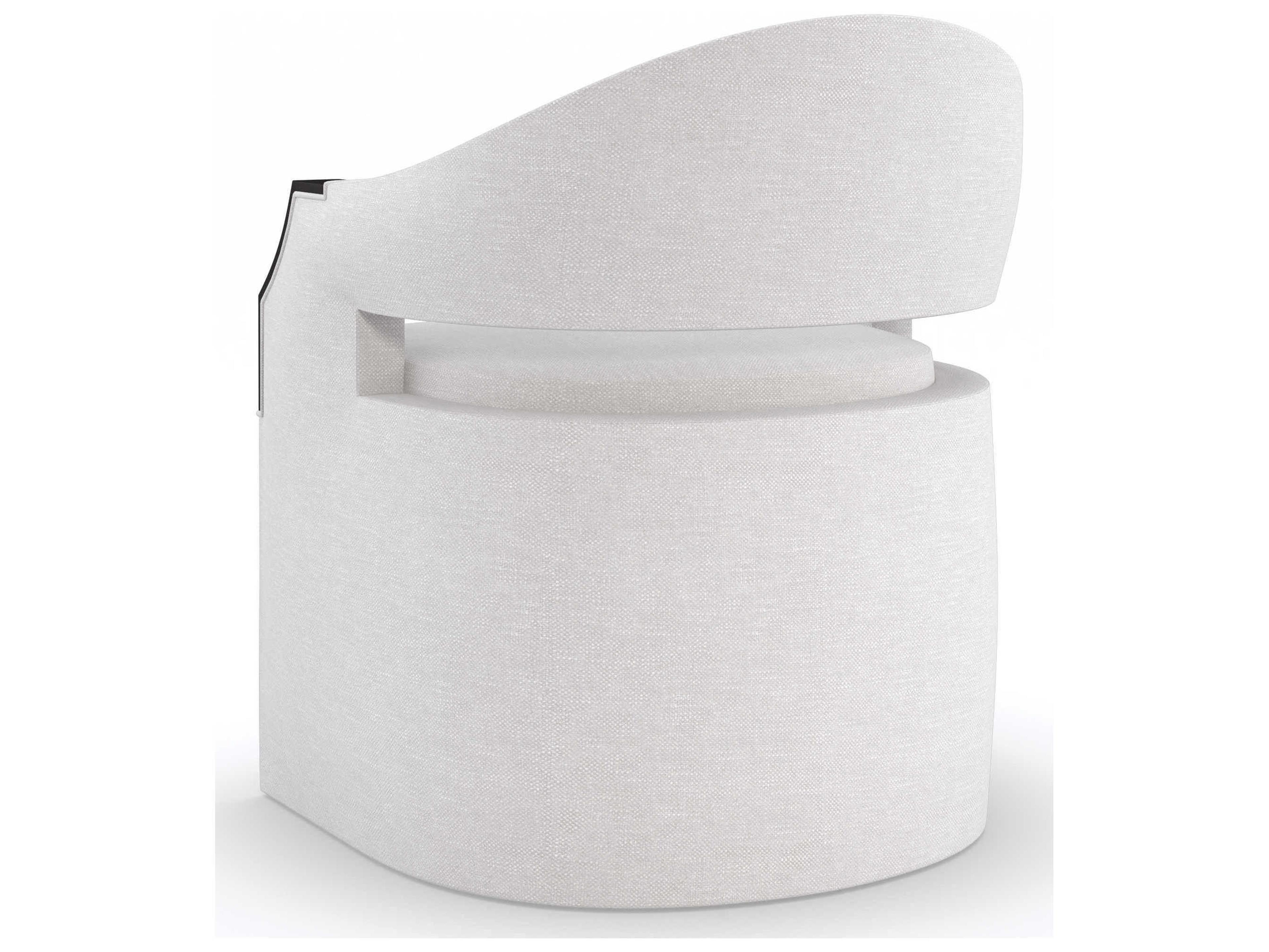 Caracole Upholstery Dinner Roll Birch Wood White Upholstered Arm Dining Chair