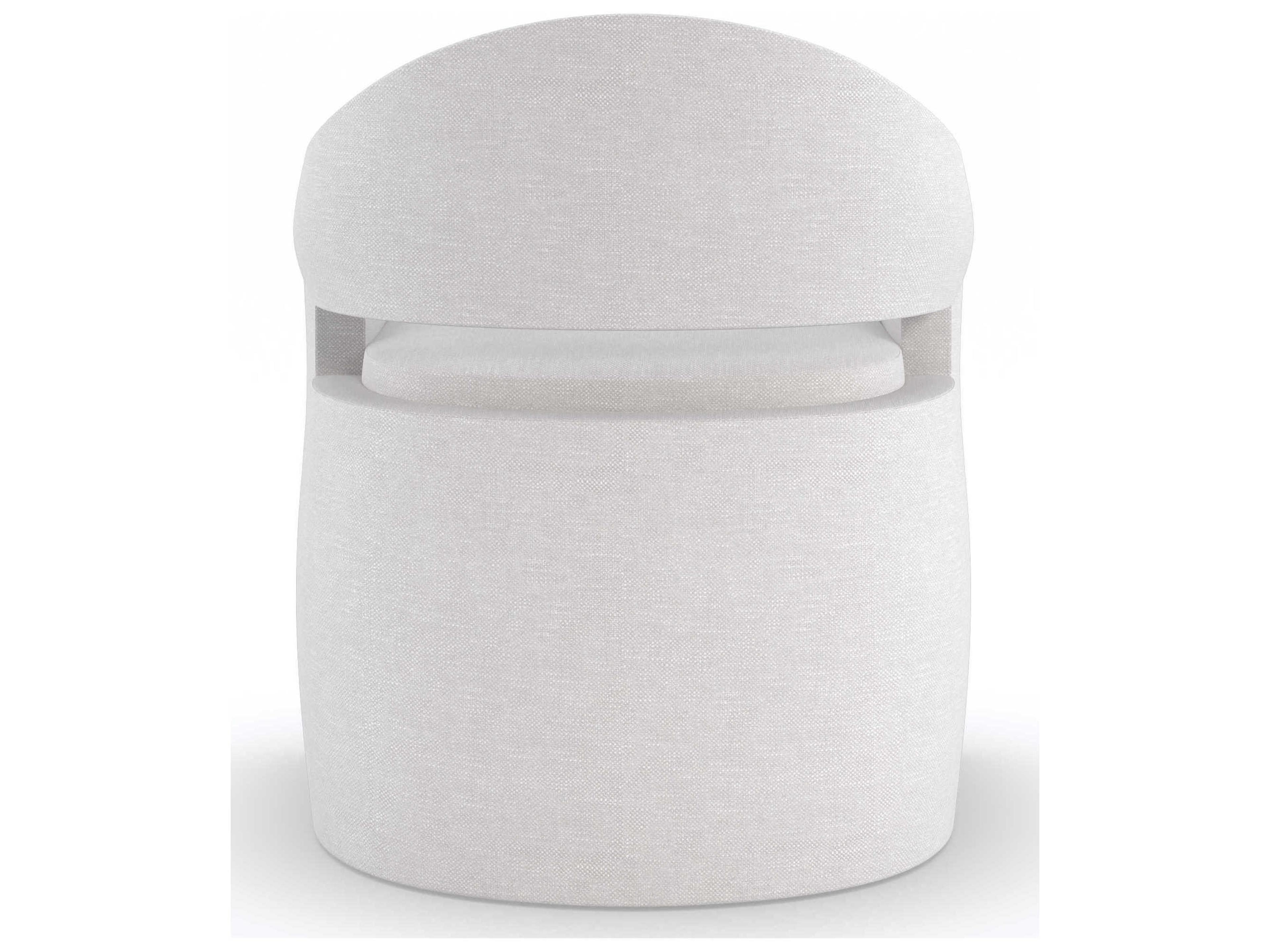 Caracole Upholstery Dinner Roll Birch Wood White Upholstered Arm Dining Chair