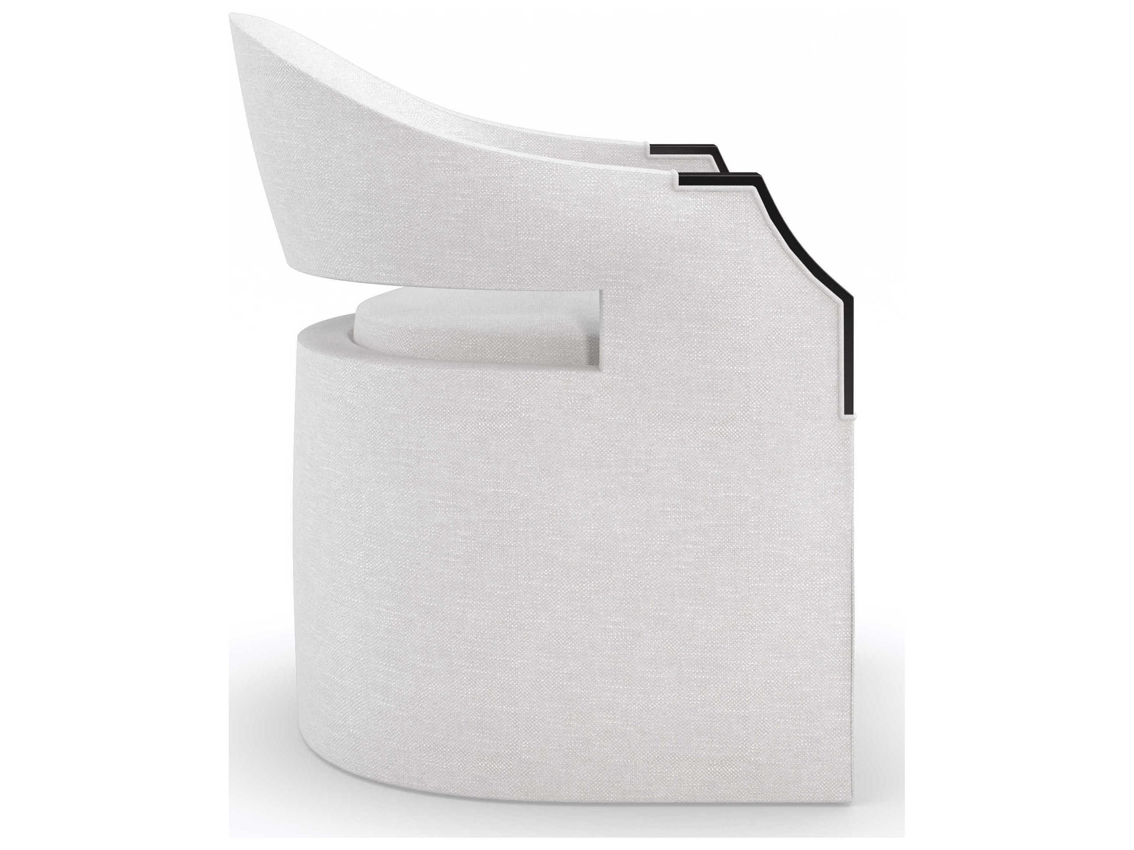 Caracole Upholstery Dinner Roll Birch Wood White Upholstered Arm Dining Chair