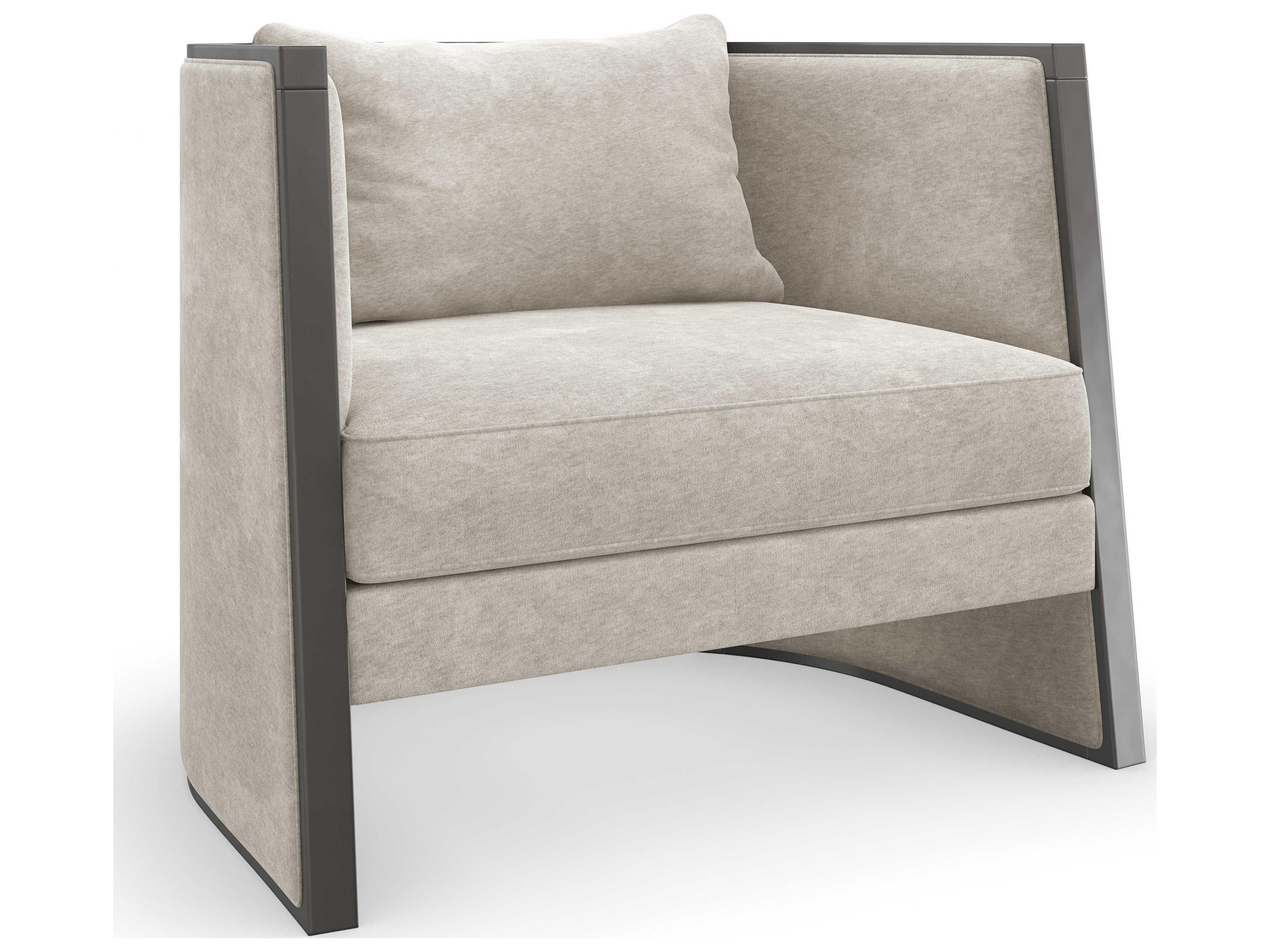 Upholstery Cut Away Beige Fabric Accent Chair