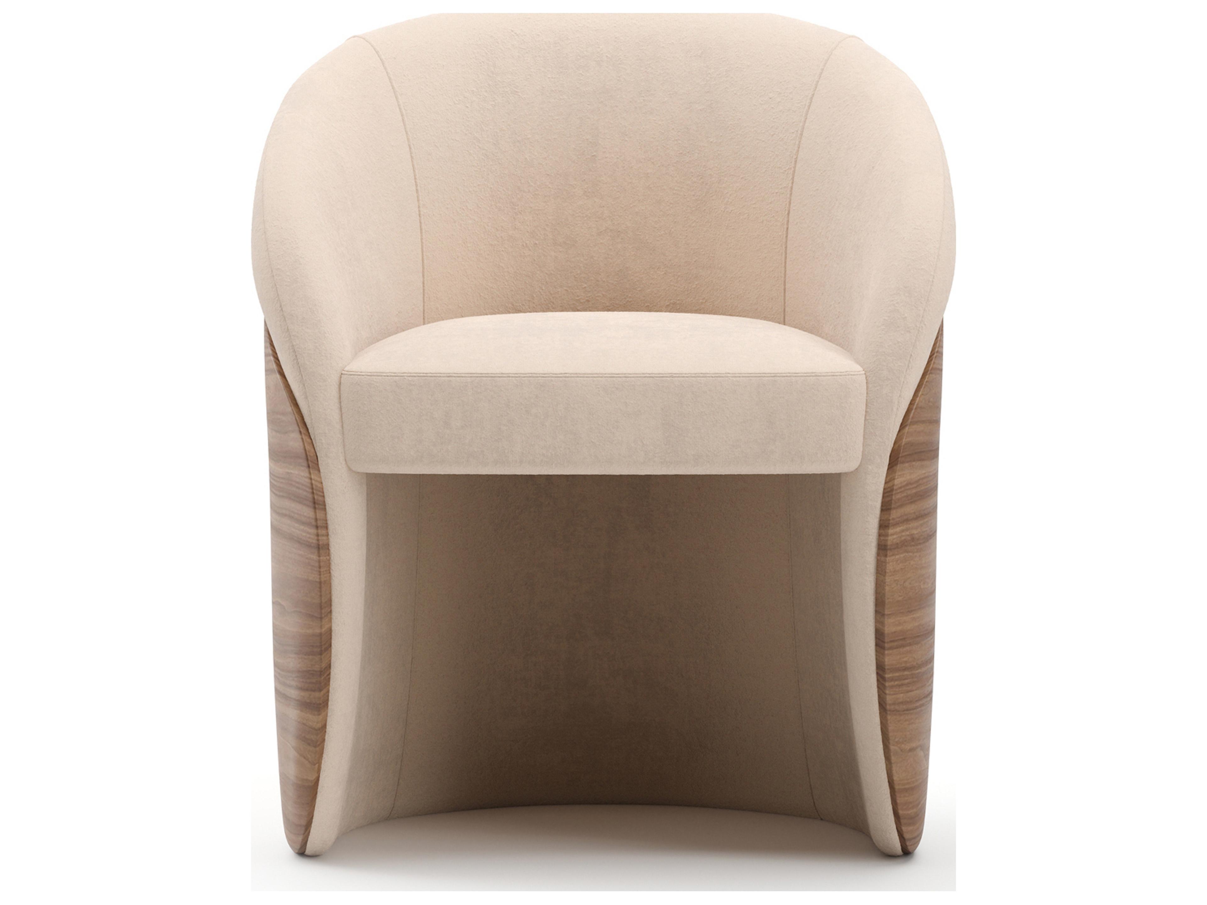 Caracole Fleur Champagne Upholstered Arm Dining Chair