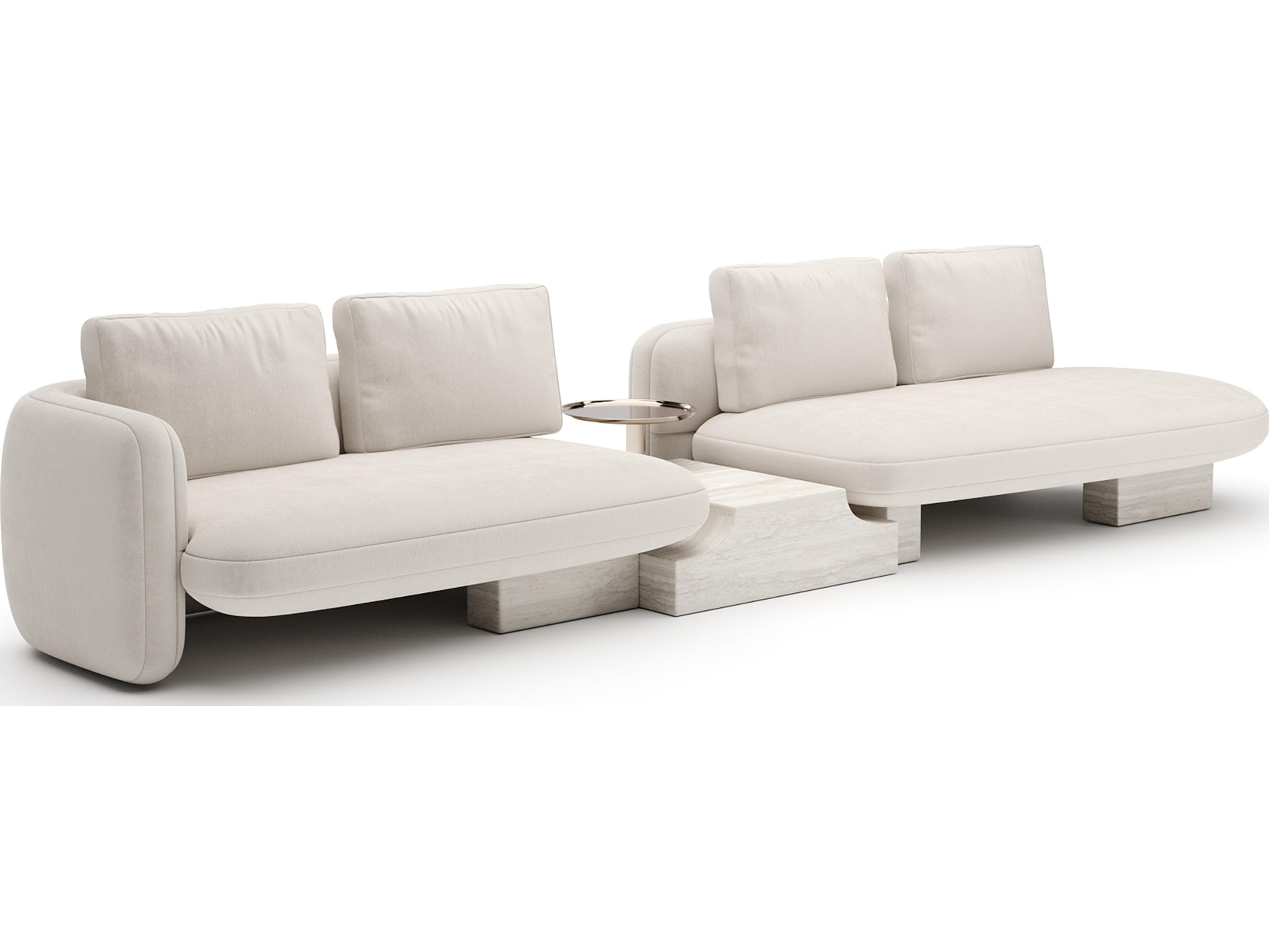 Overlap White Upholstered Sectional Sofa