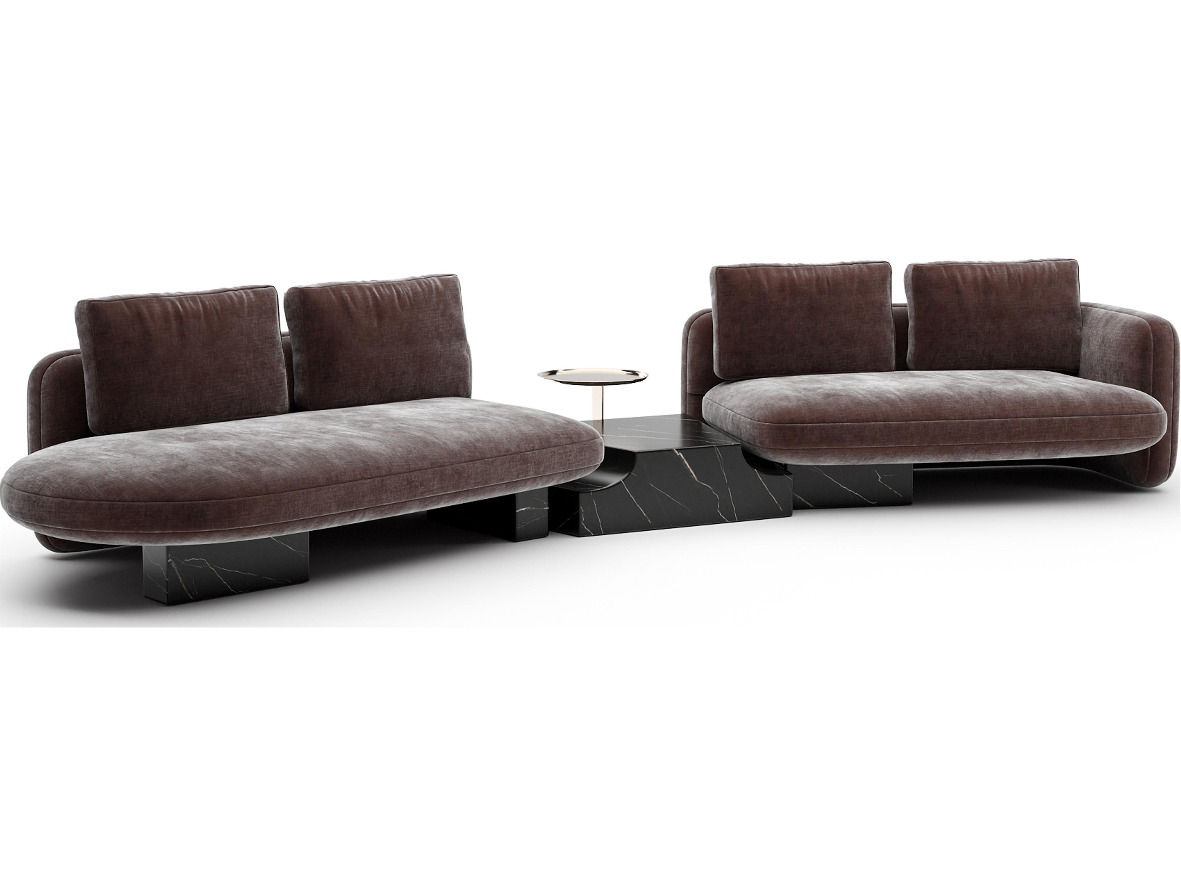 Overlap Brown Upholstered Sectional Sofa