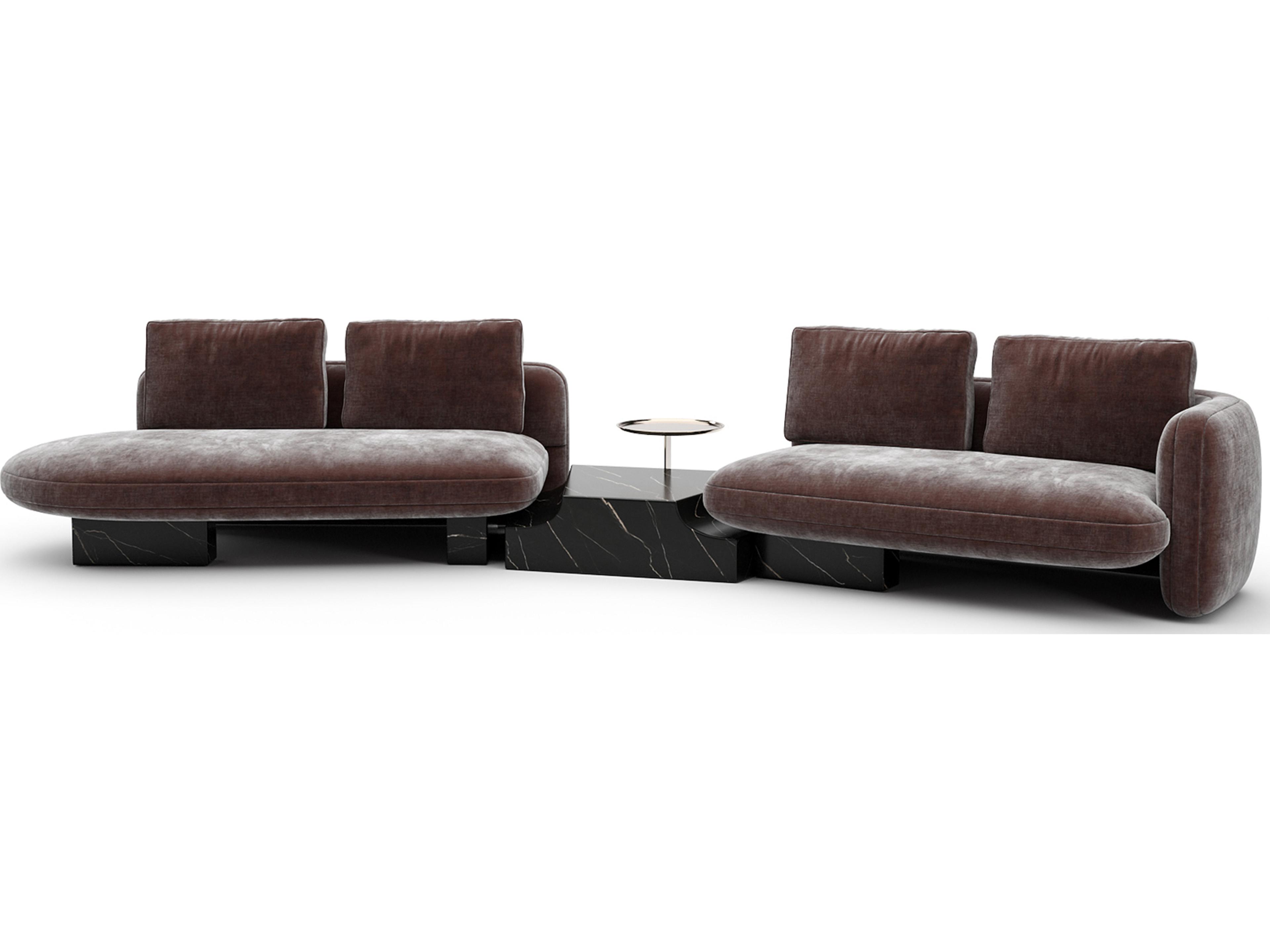 Caracole Overlap Brown Upholstered Sectional Sofa