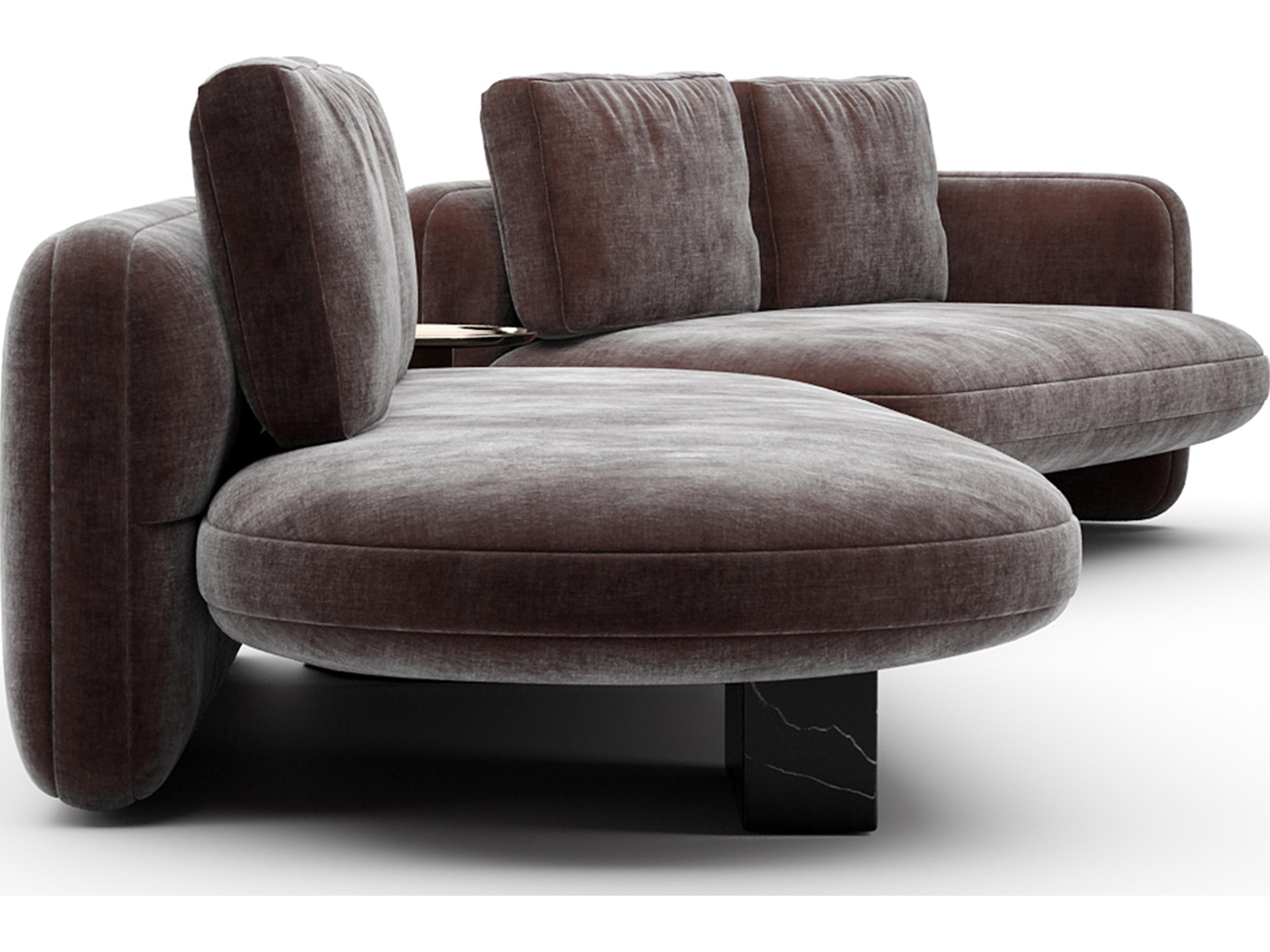 Caracole Overlap Brown Upholstered Sectional Sofa