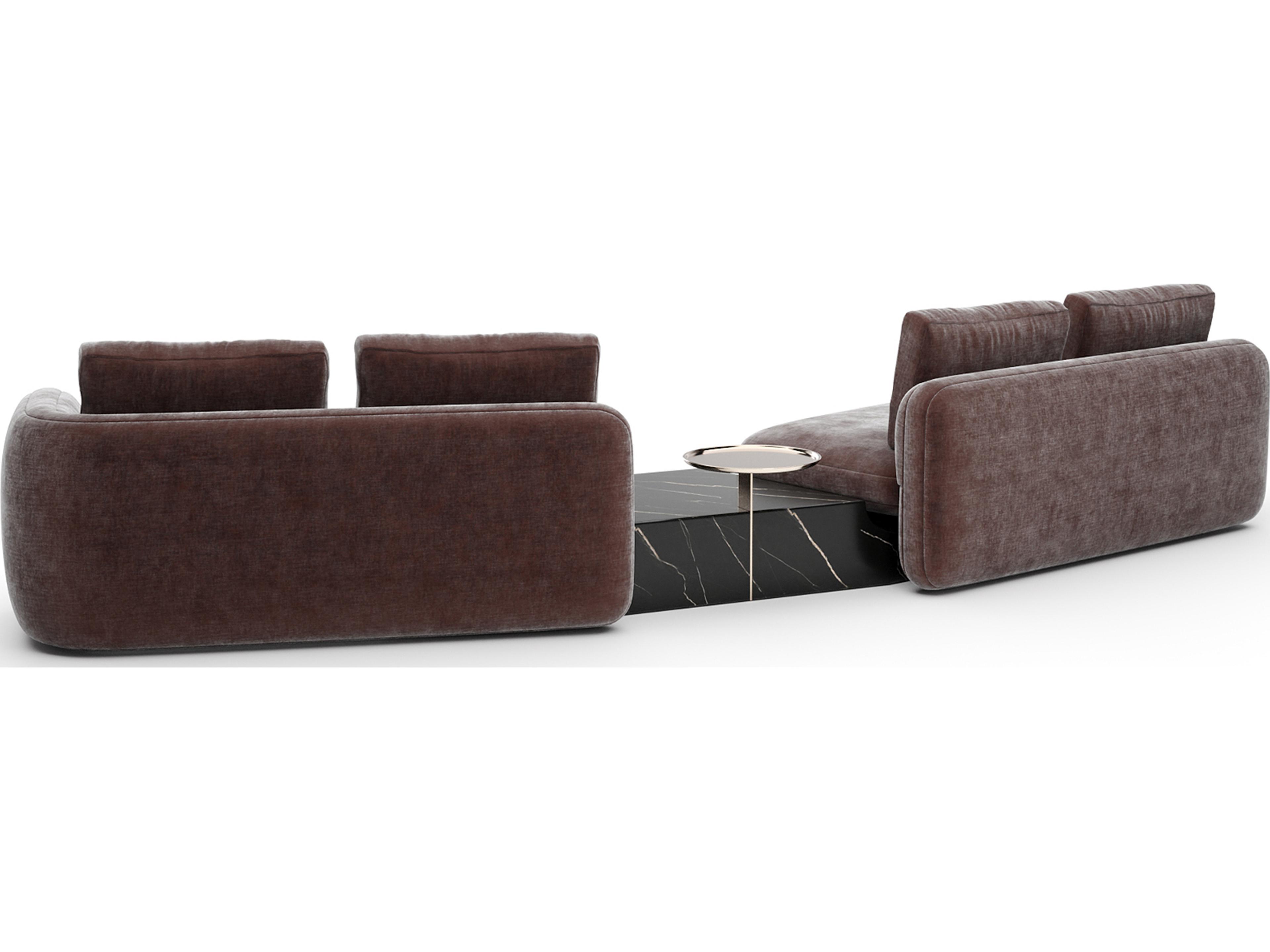 Caracole Overlap Brown Upholstered Sectional Sofa