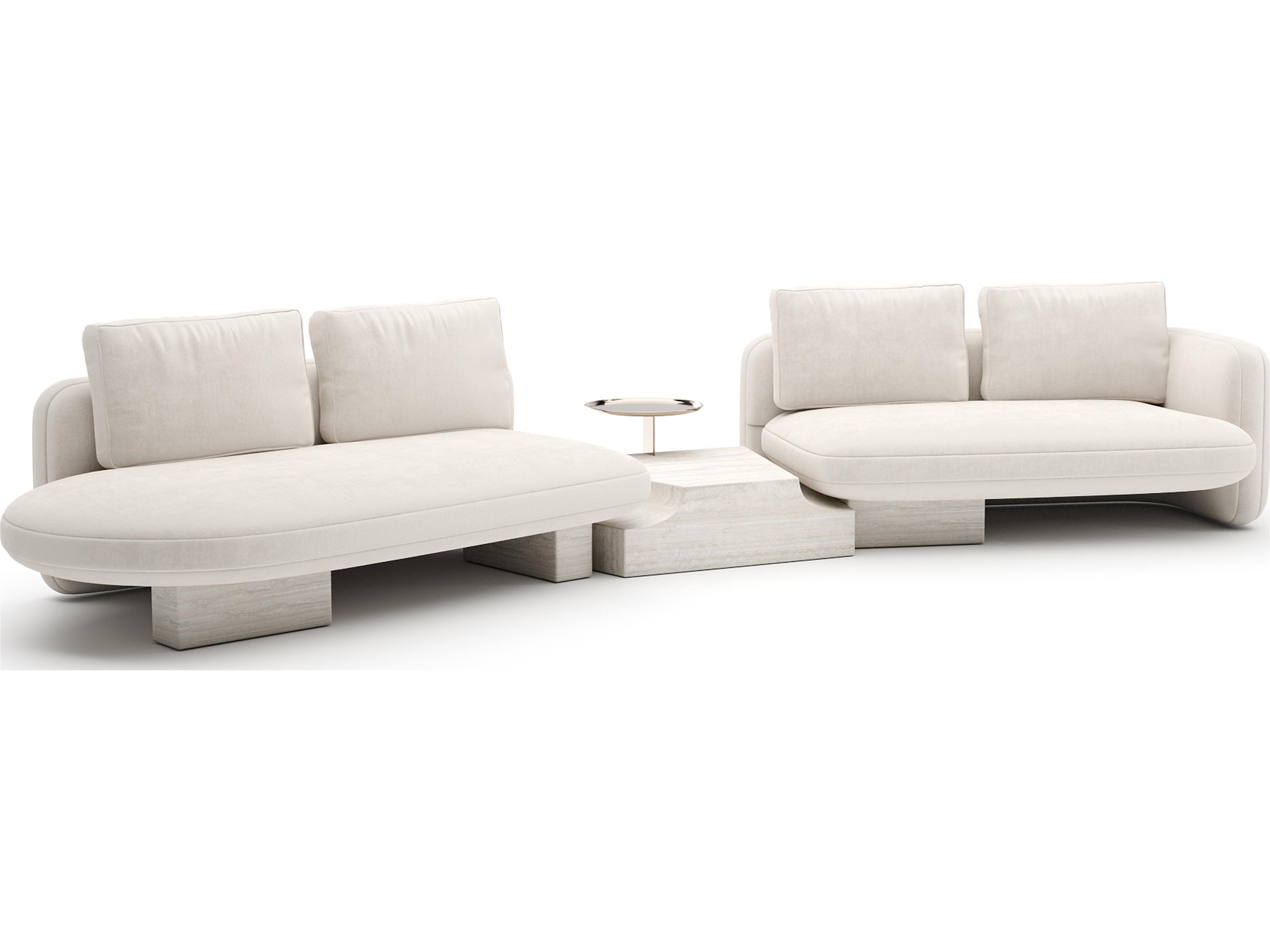 Overlap White Upholstered Sectional Sofa