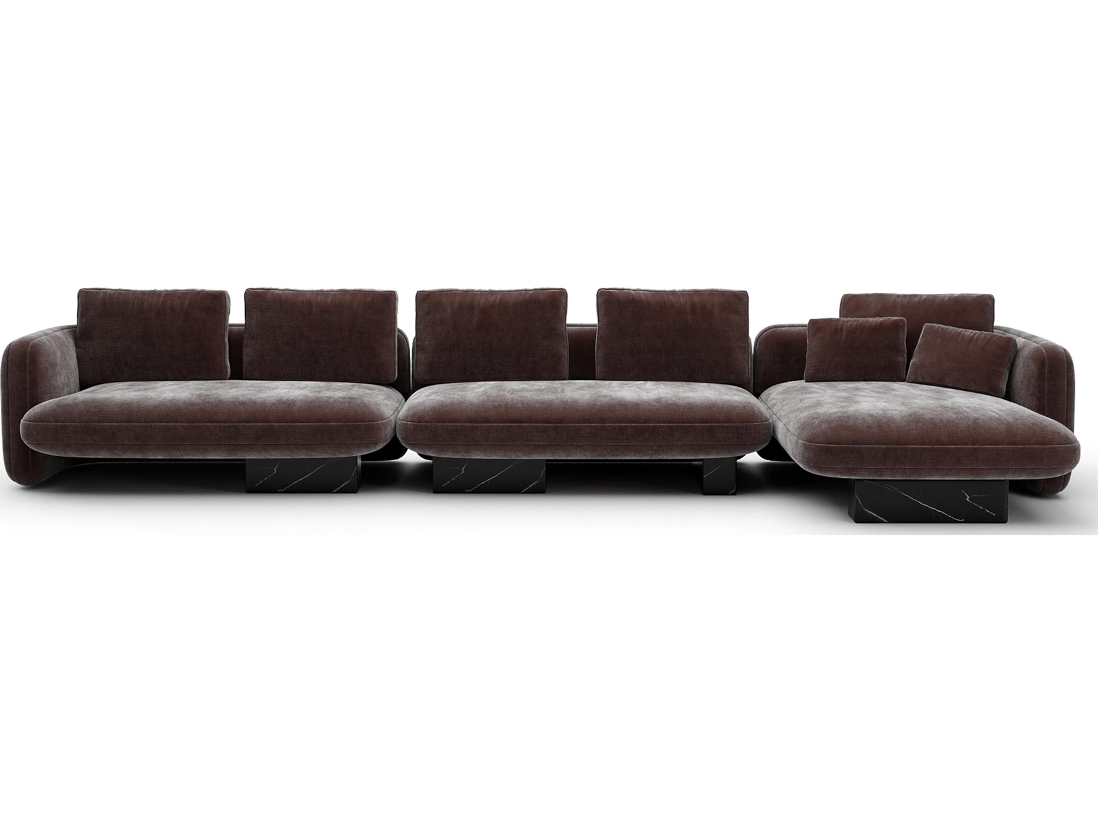 Caracole Overlap Brown Upholstered Sectional Sofa