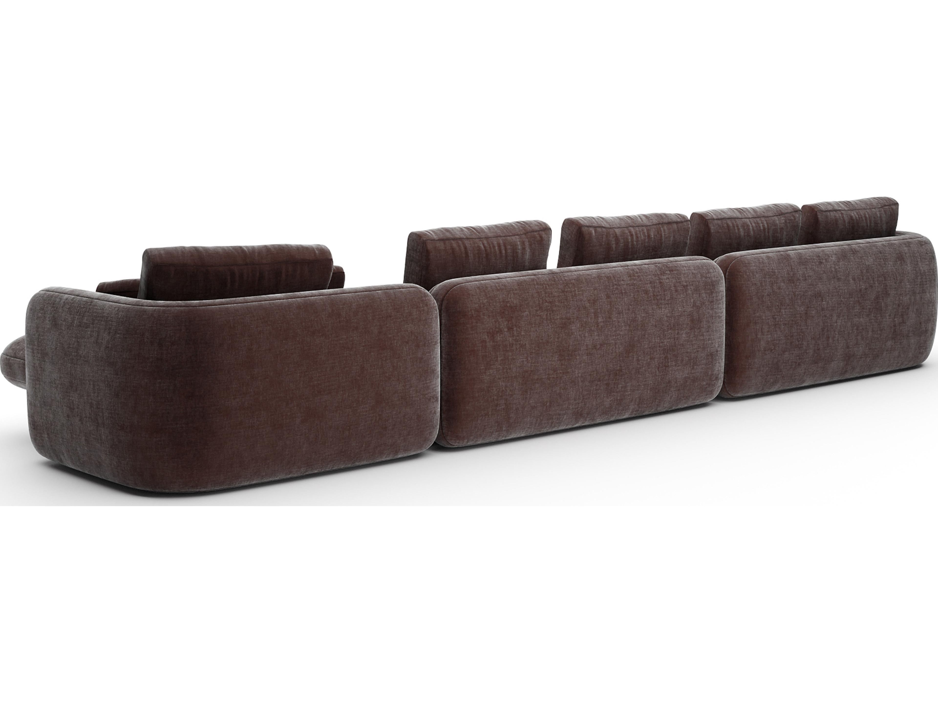 Caracole Overlap Brown Upholstered Sectional Sofa
