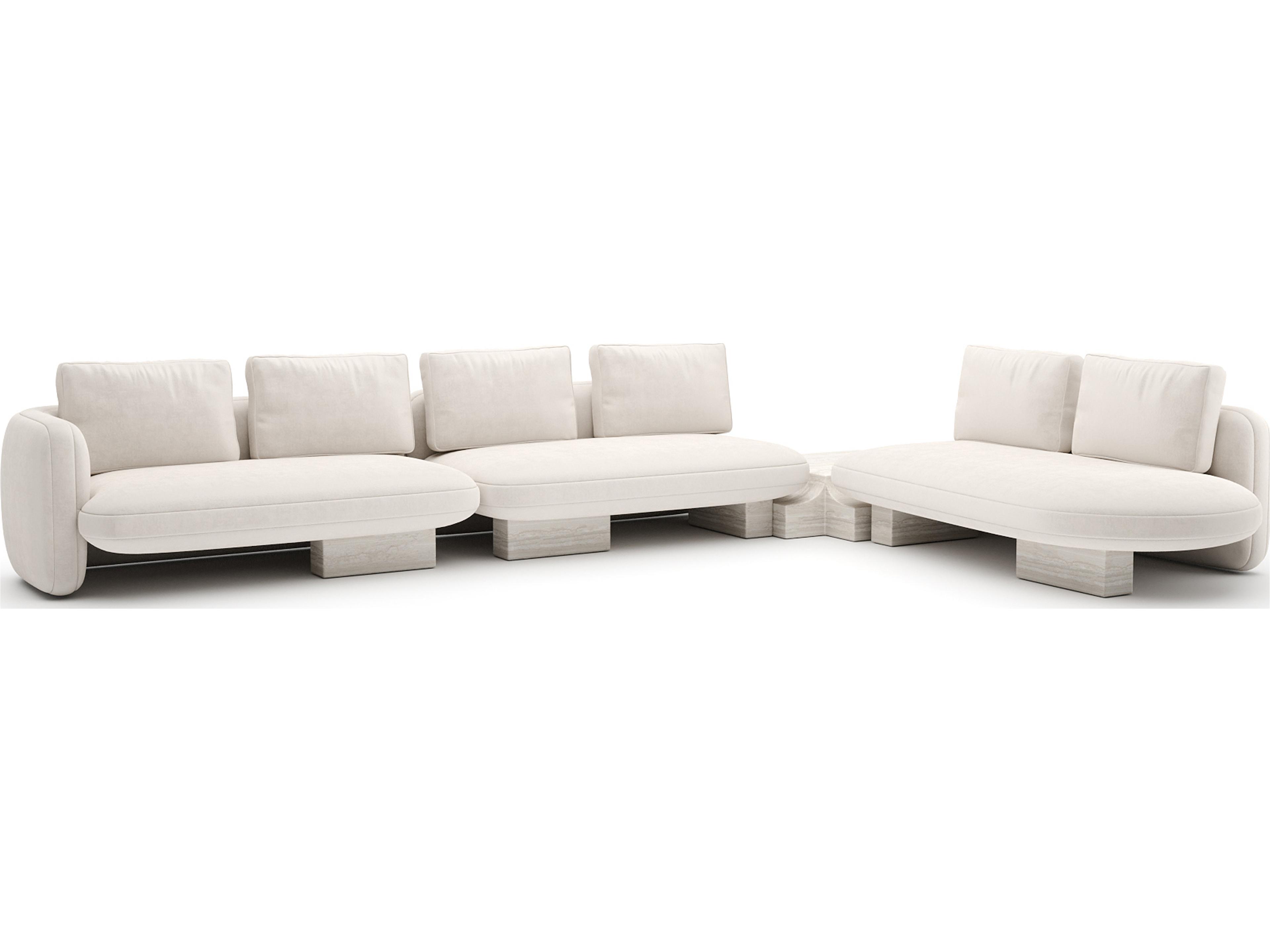 Overlap White Upholstered Sectional Sofa
