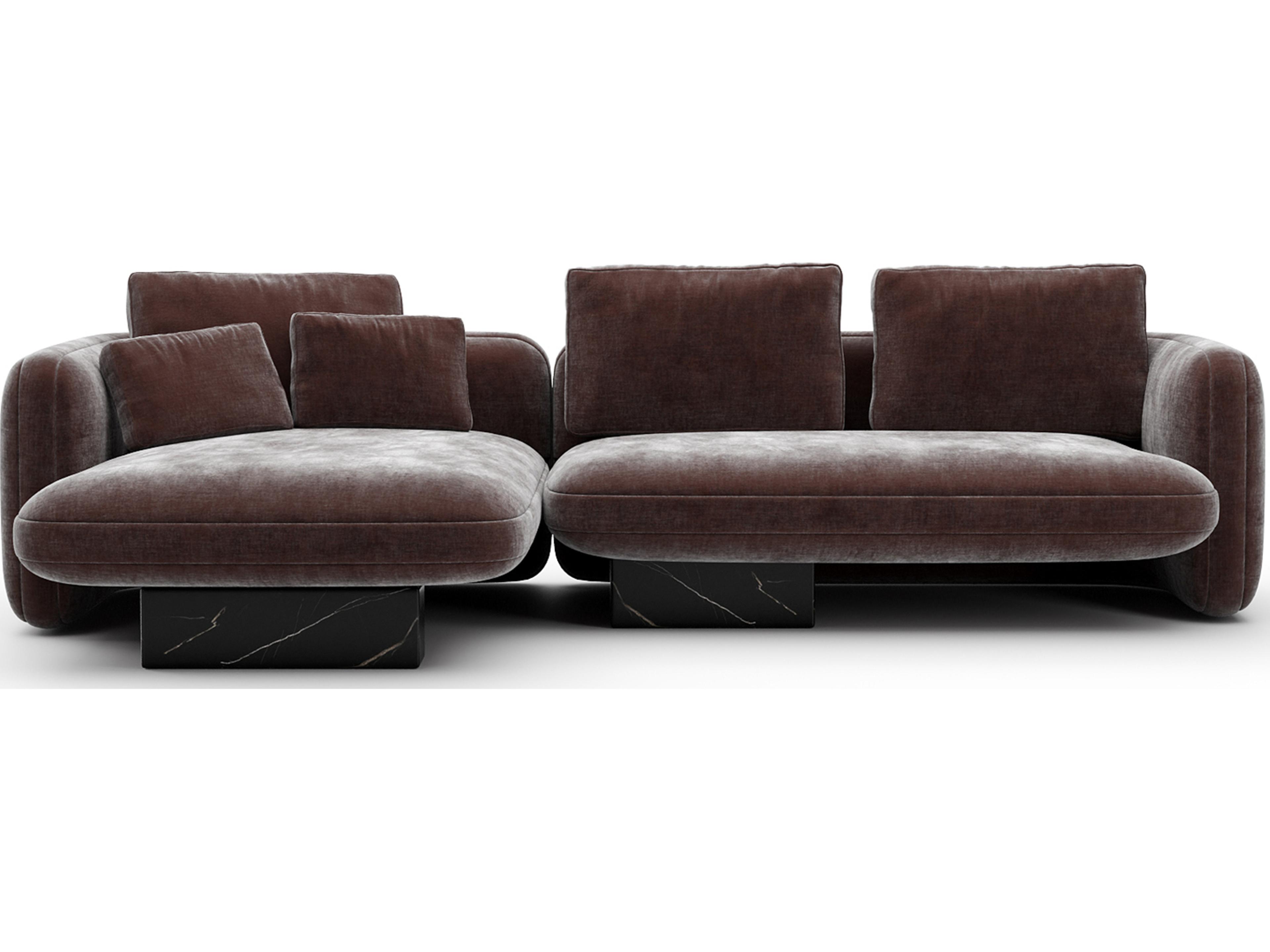 Caracole Overlap Brown Upholstered Sectional Sofa