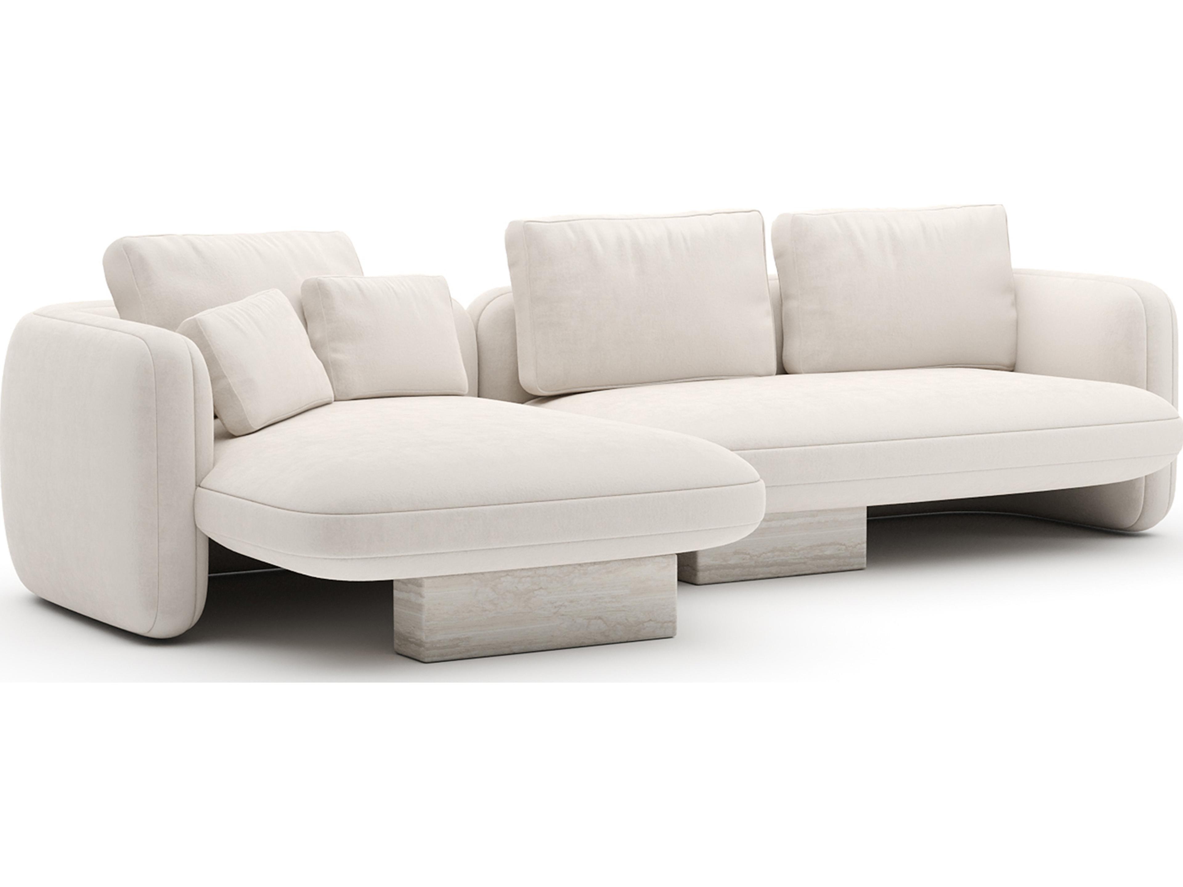 Overlap White Upholstered Sectional Sofa