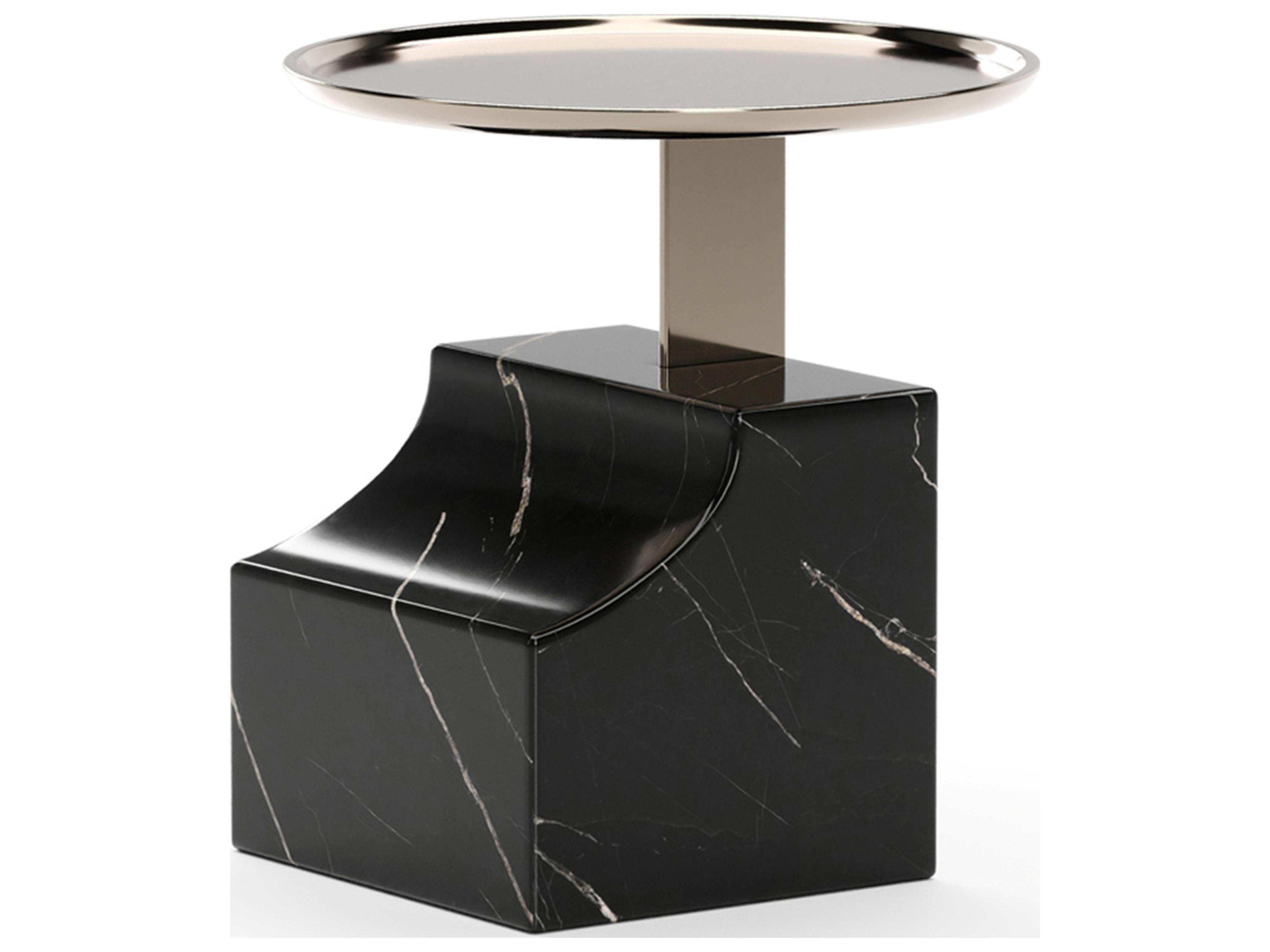 Caracole Overlap Round Stone End Table