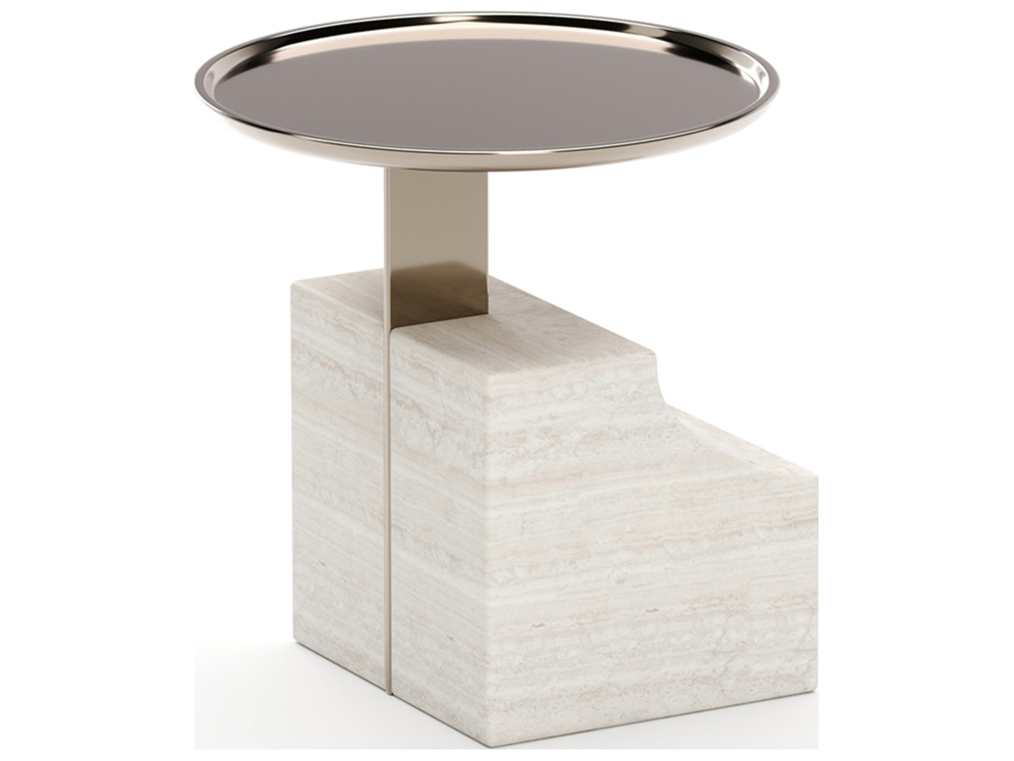 Caracole Overlap Round Stone End Table