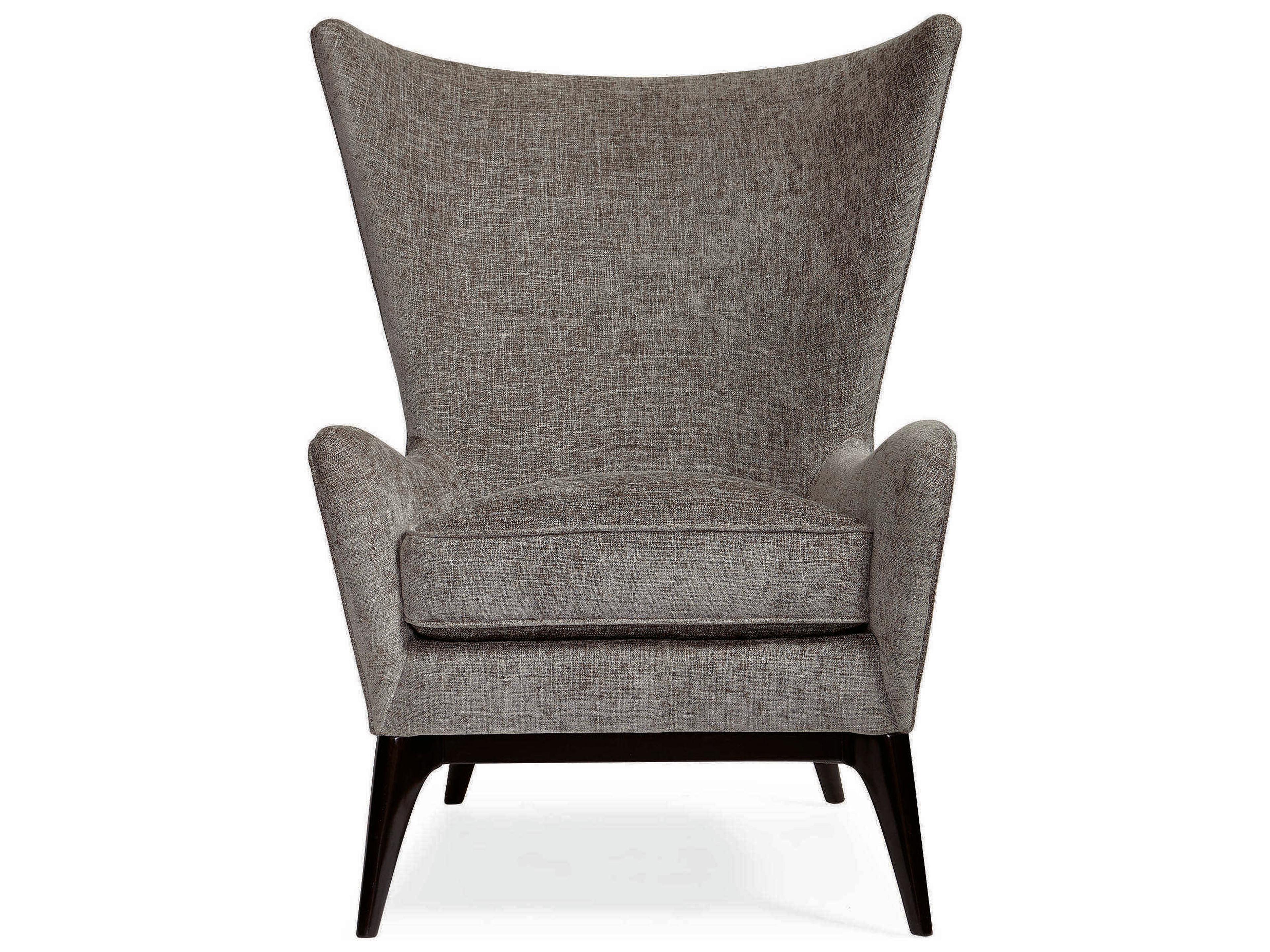 Caracole Upholstery Whats New Pussycat? Mid Century Wingback Gray Fabric Accent Chair