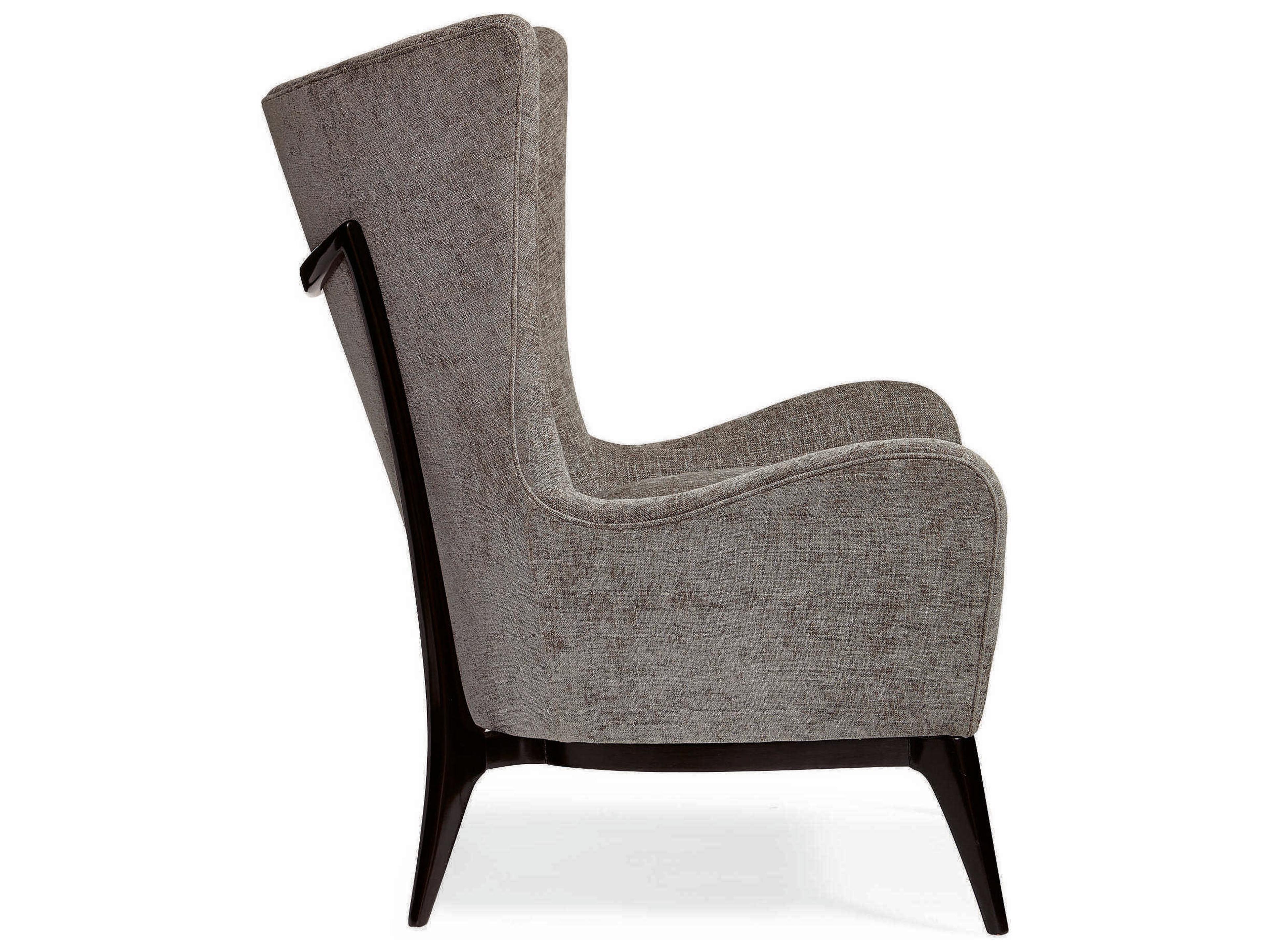 Caracole Upholstery Whats New Pussycat? Mid Century Wingback Gray Fabric Accent Chair