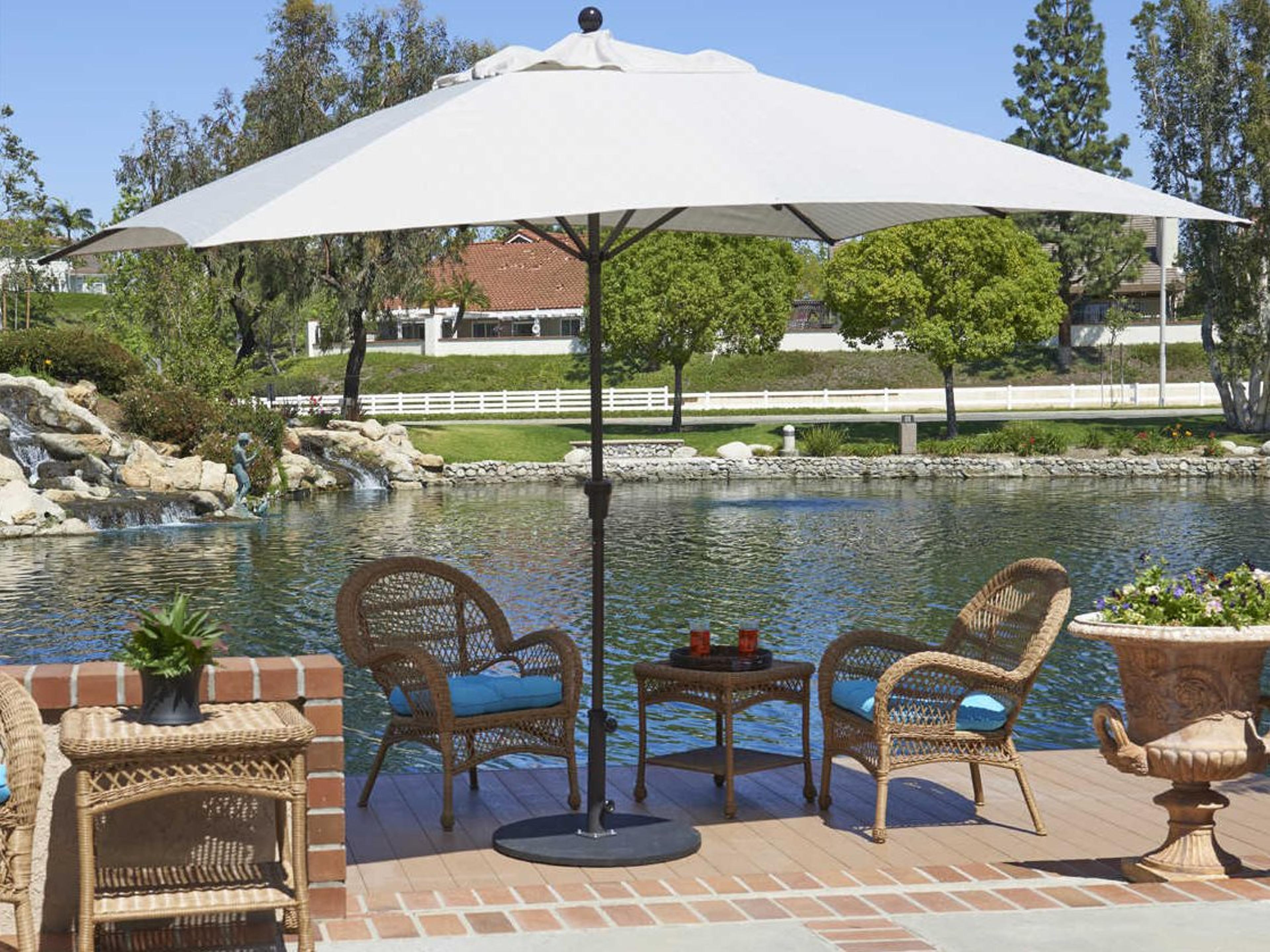 California Patio Umbrella Quick Ship Tahoe Series 11 Foot Rectangular Market Aluminum Patio Umbrella with Crank Lift System