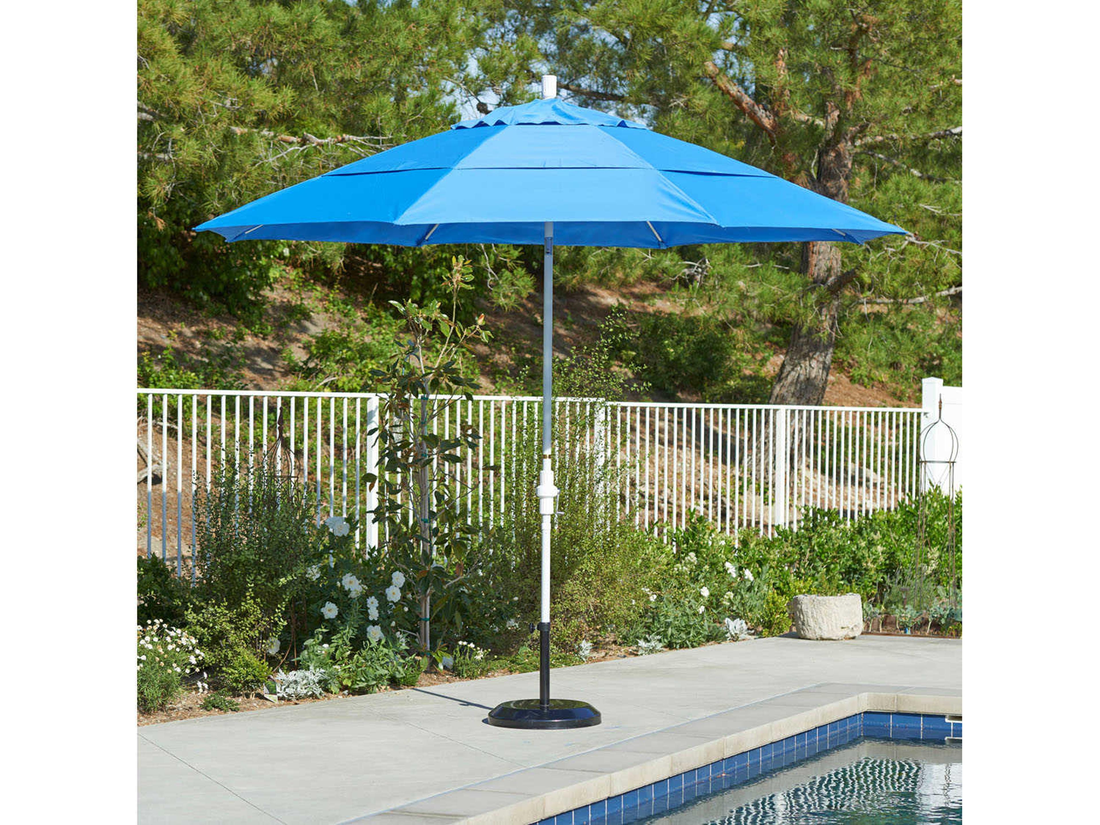 California Outdoor Patio Umbrella Quick Ship Sun Master Series 11 Foot Octagon Market Aluminum Outdoor Patio Umbrella with Crank Lift System