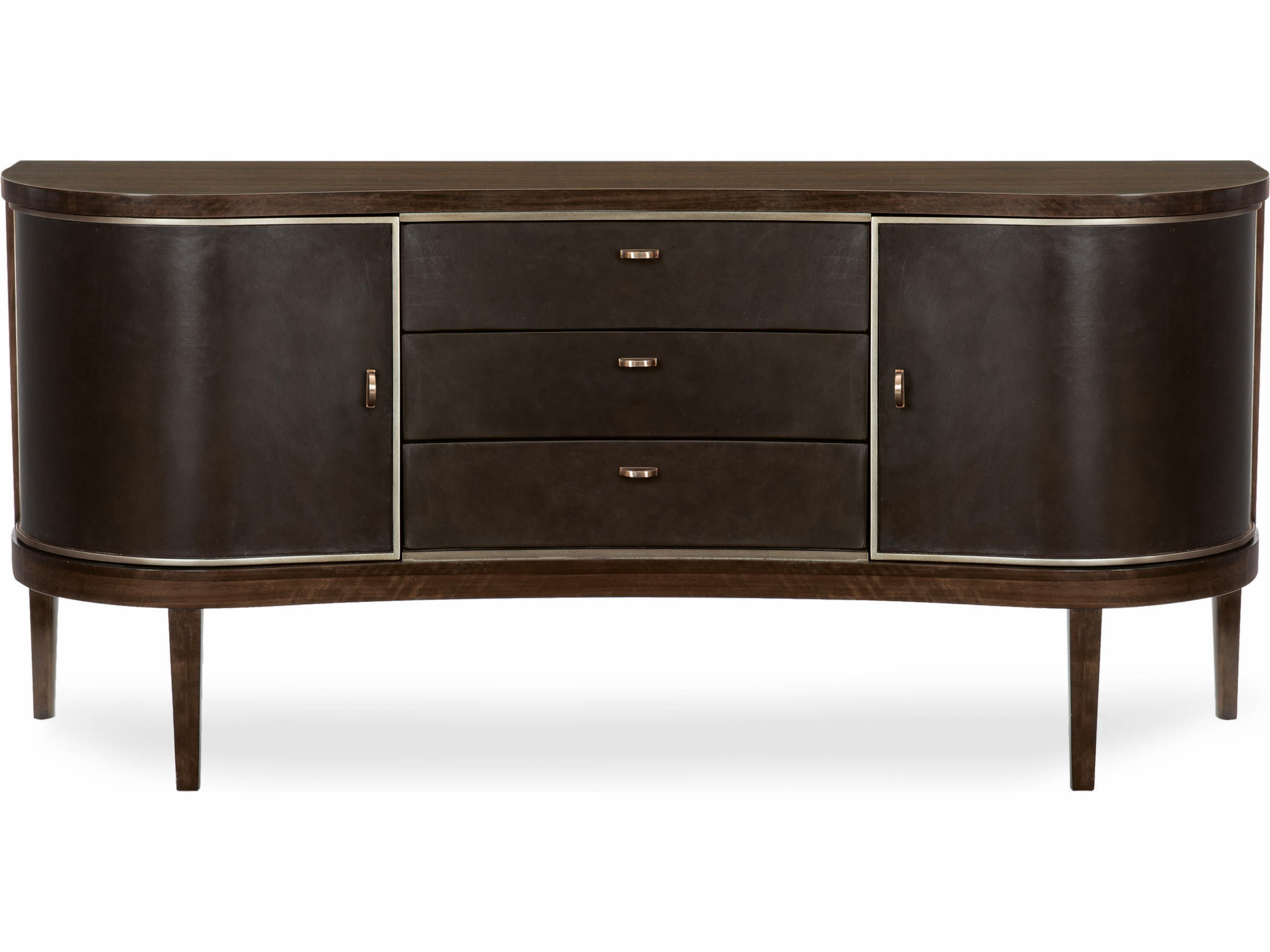 Caracole Streamline Moderne 72" Aged Bourbon With Smoked Brass Sideboard