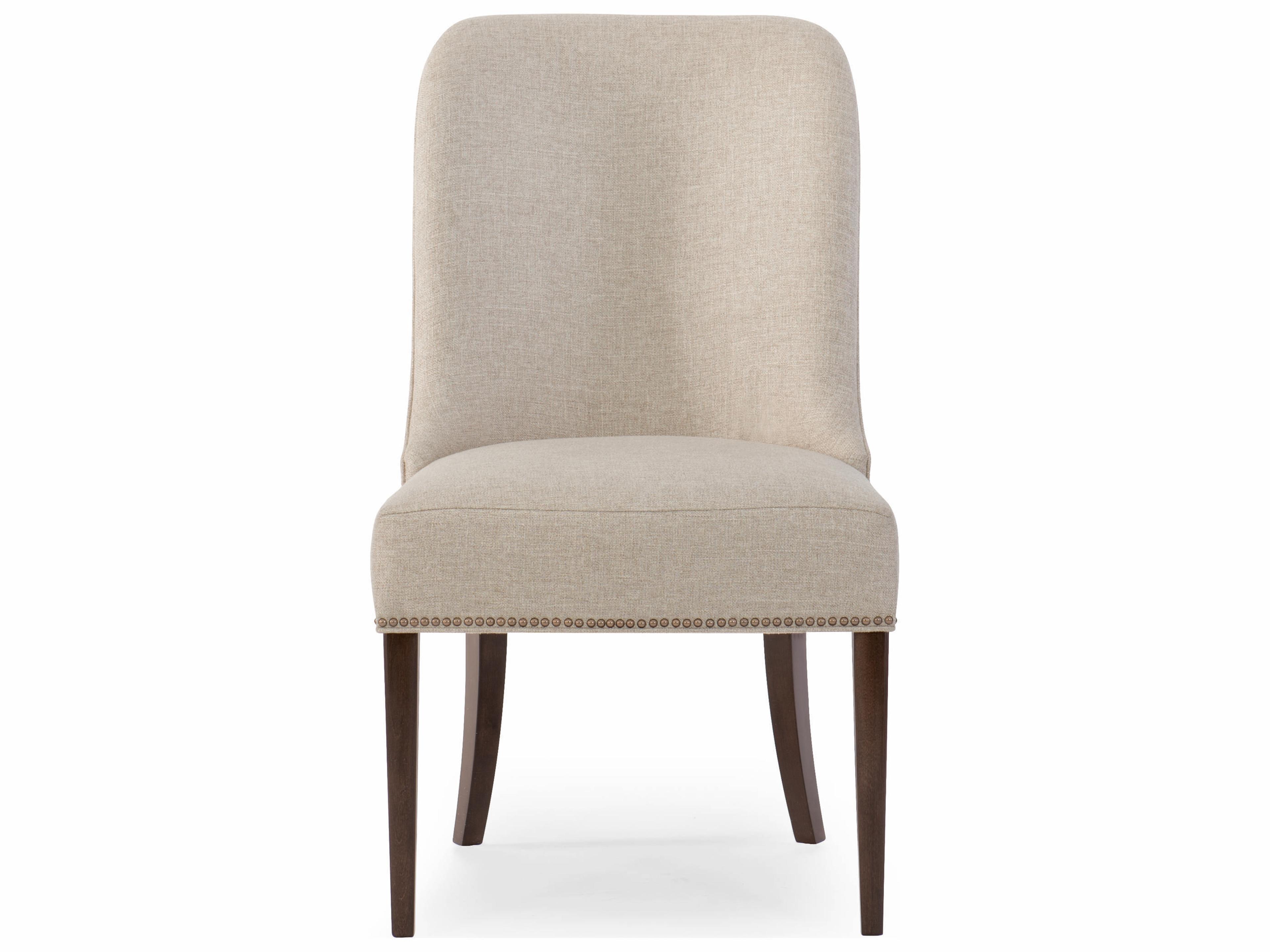 Caracole Streamline Mid-Century Hardwood Beige Upholstered Side Dining Chair