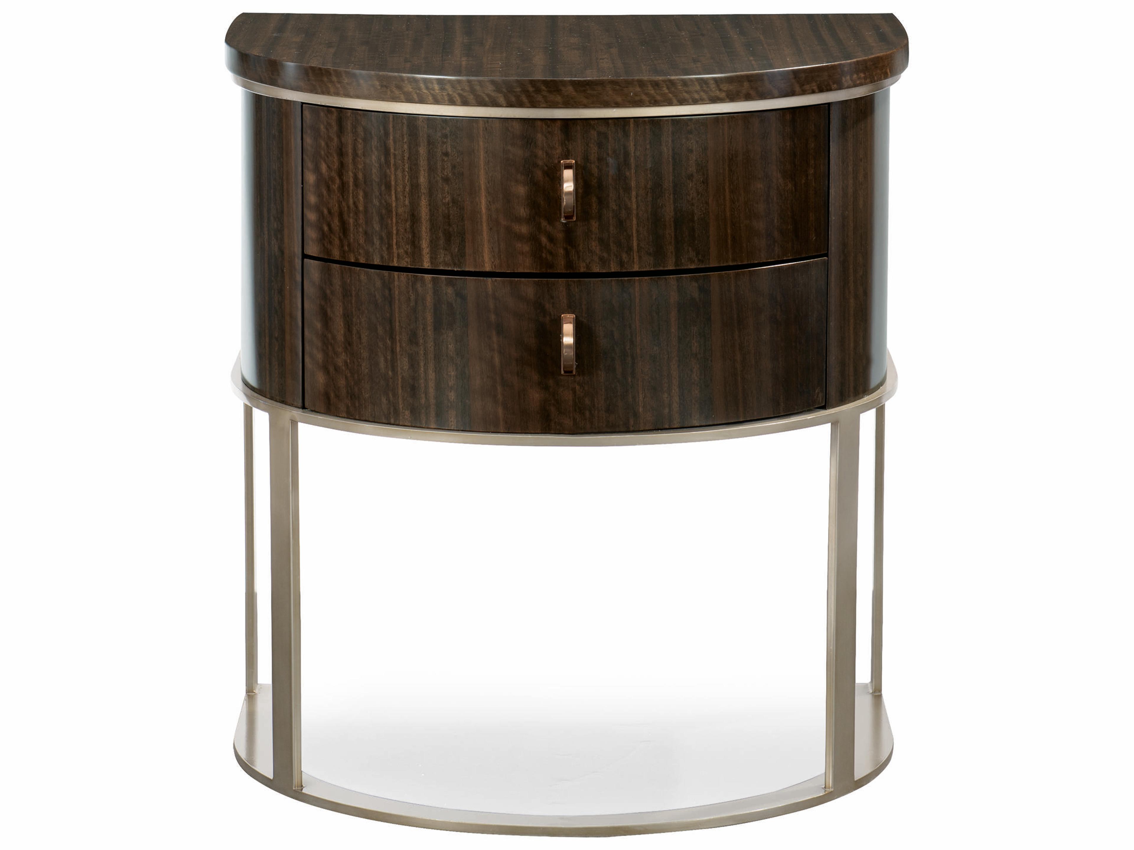 Caracole Streamline Moderne Demilune 2-Drawers Brown Nightstand